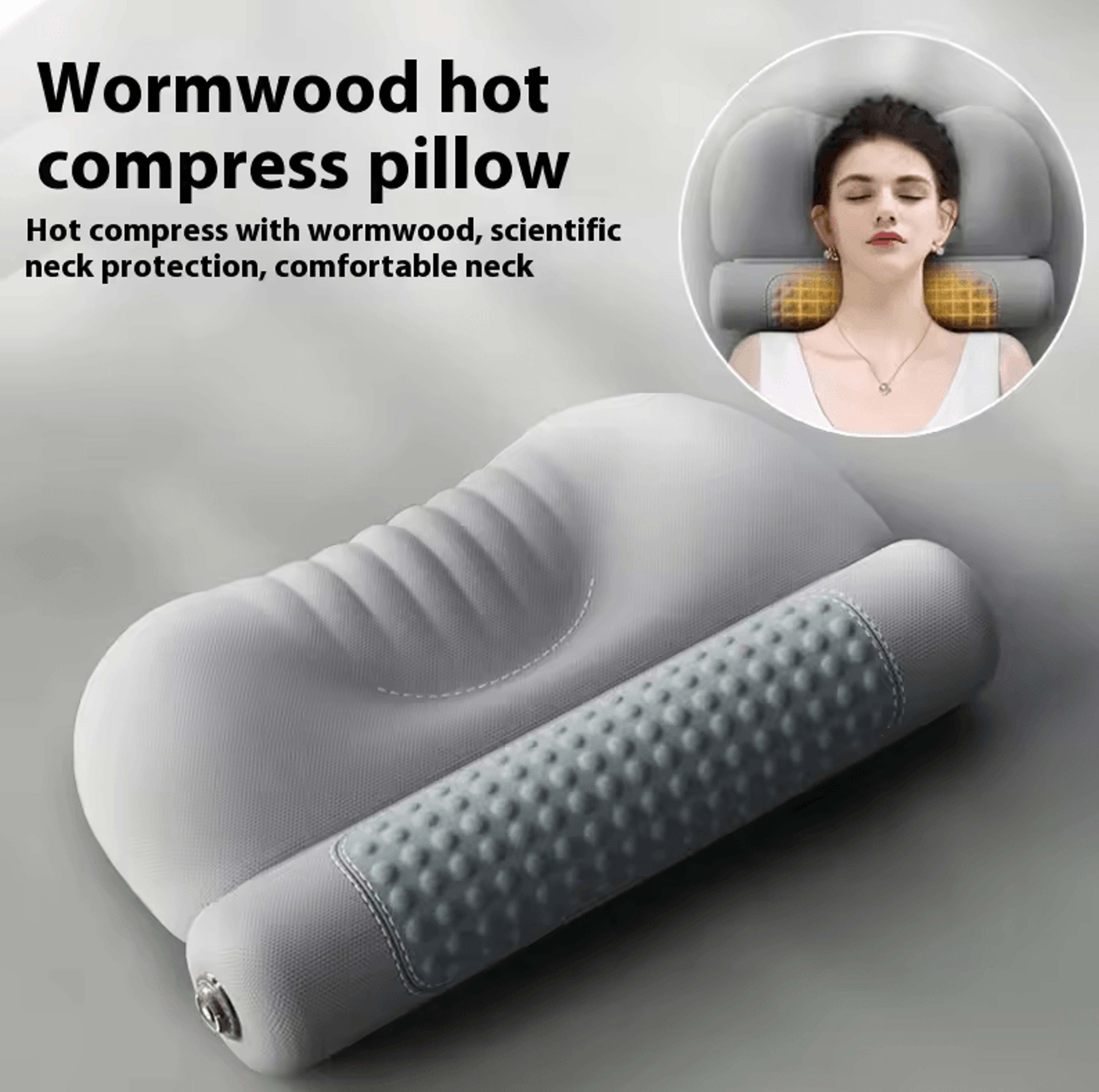 upgraded wormwood hot compress cervical pillow | therapeutic heating neck cushion for spine support & sleep aid