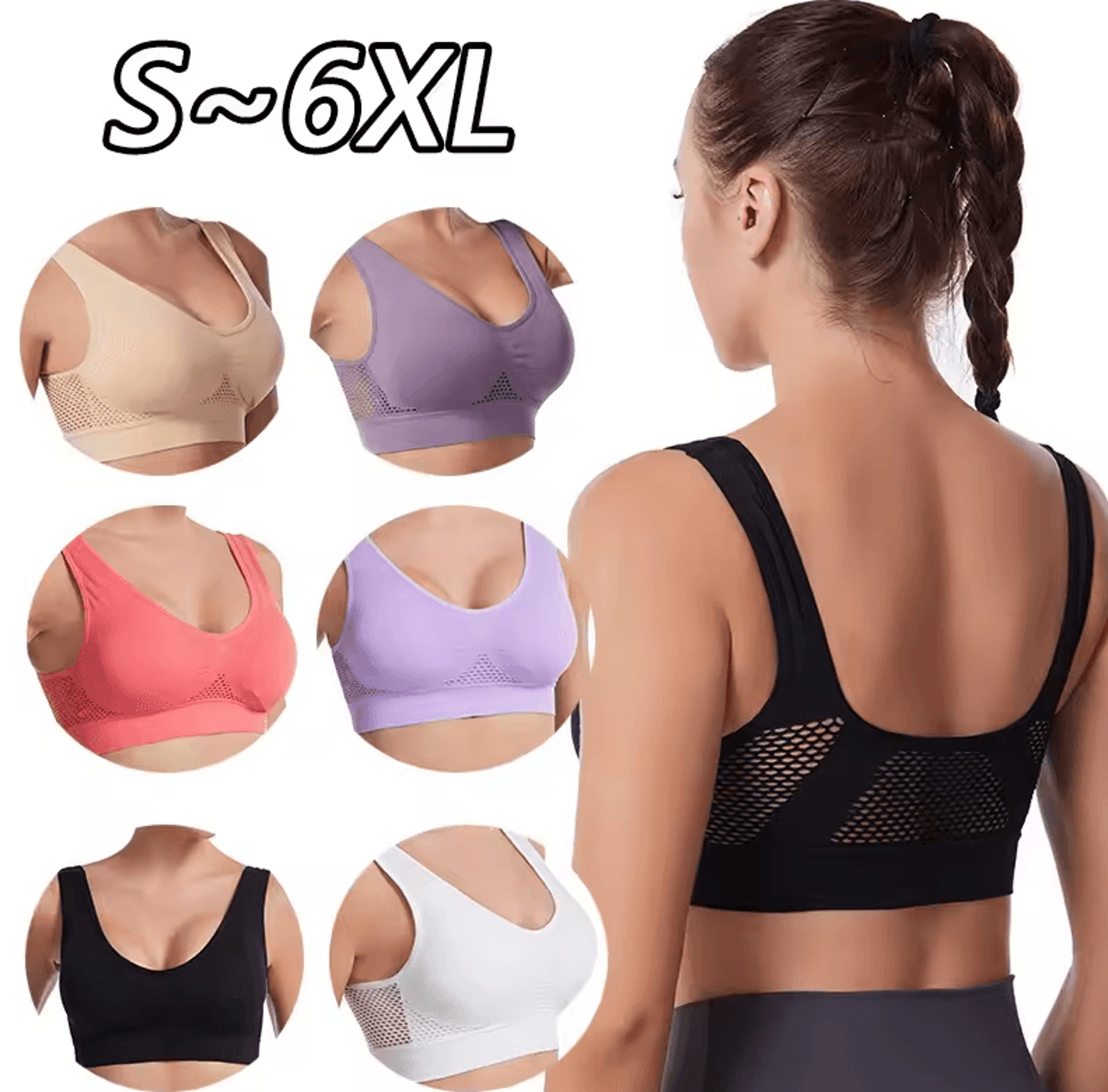 plus size seamless sports bra | wireless shockproof fitness & yoga crop top (up to 6xl)