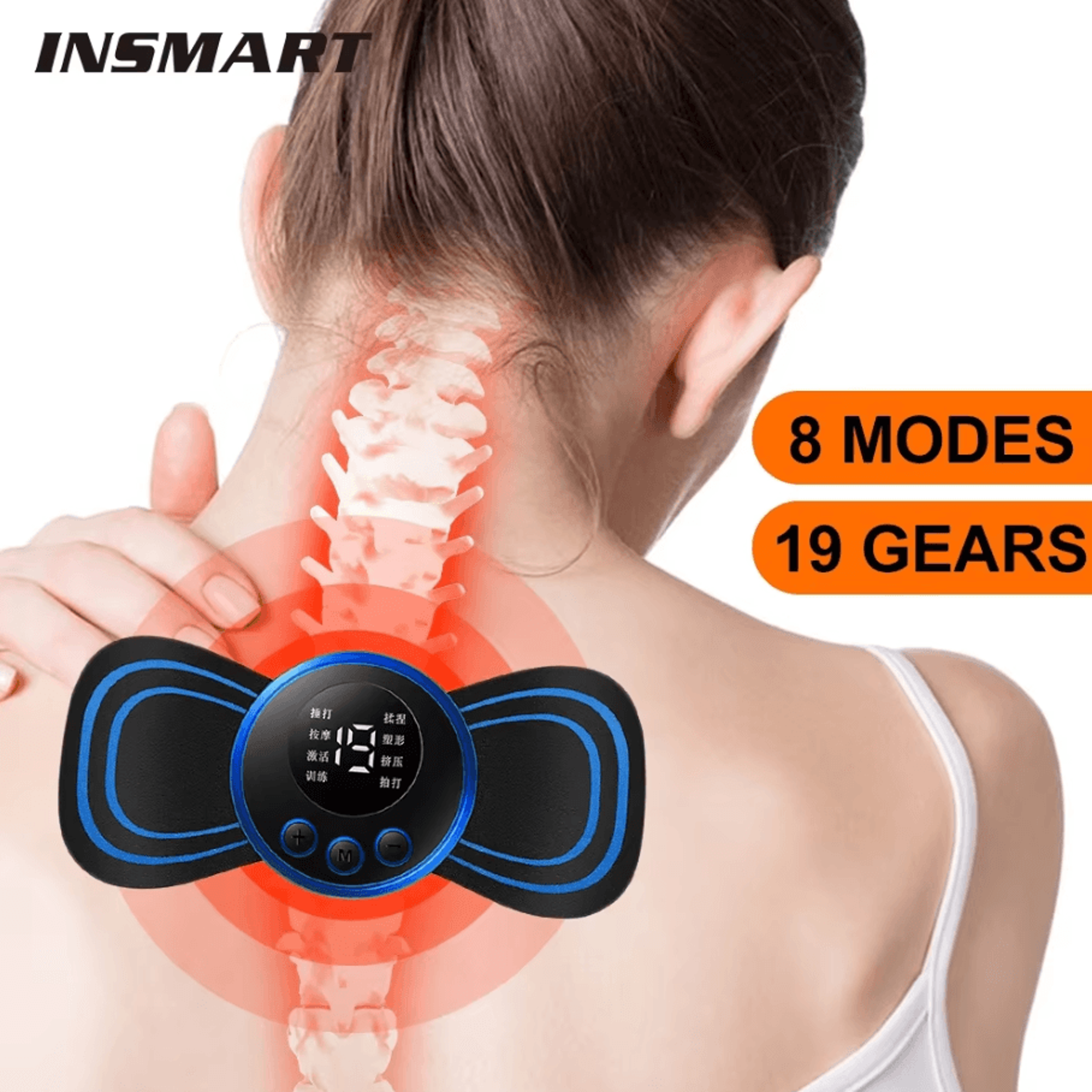 mini electric ems neck massager cervical massage patch for muscle relief