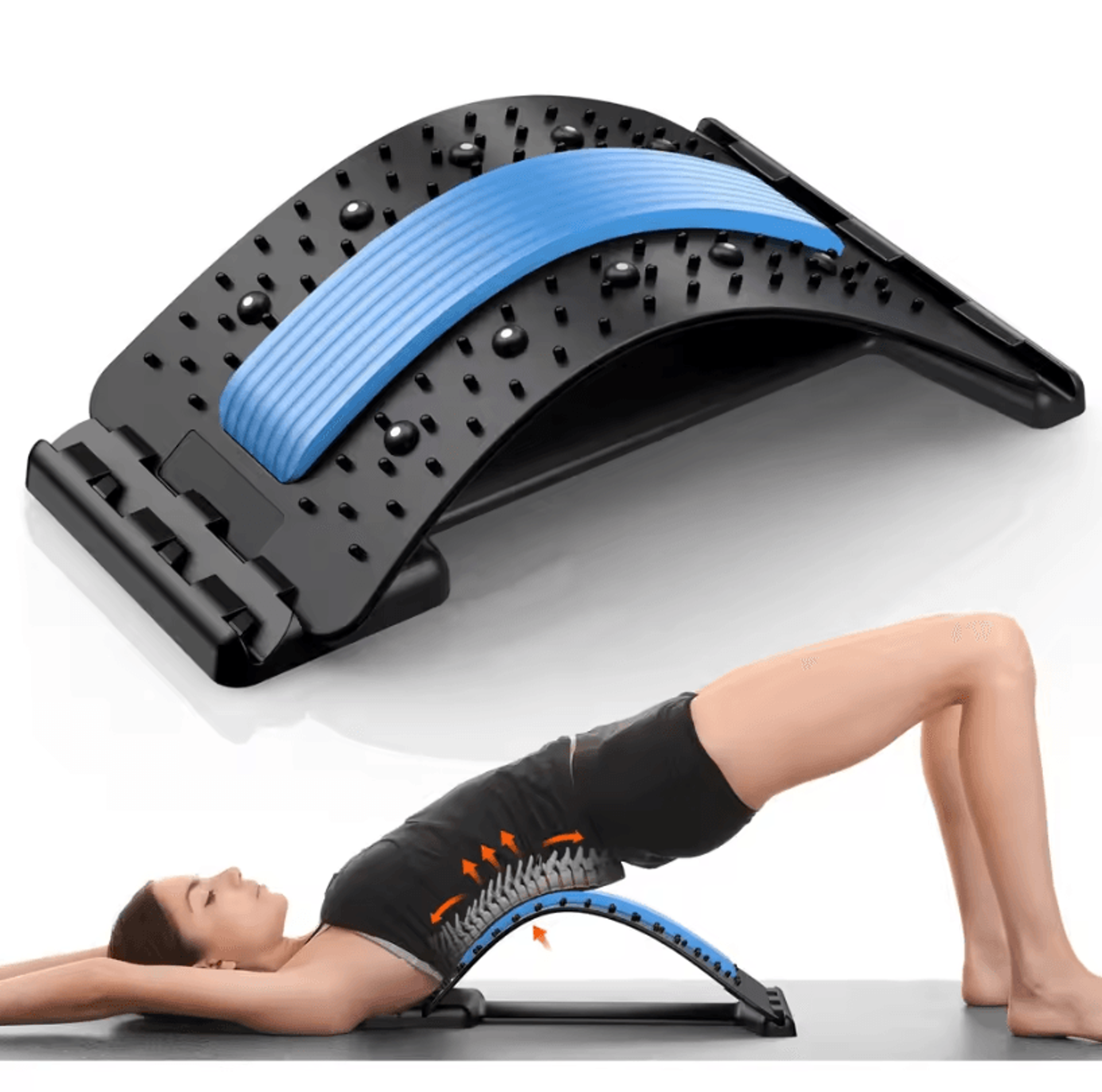 multi-level back stretcher for back pain relief with lower and upper back support