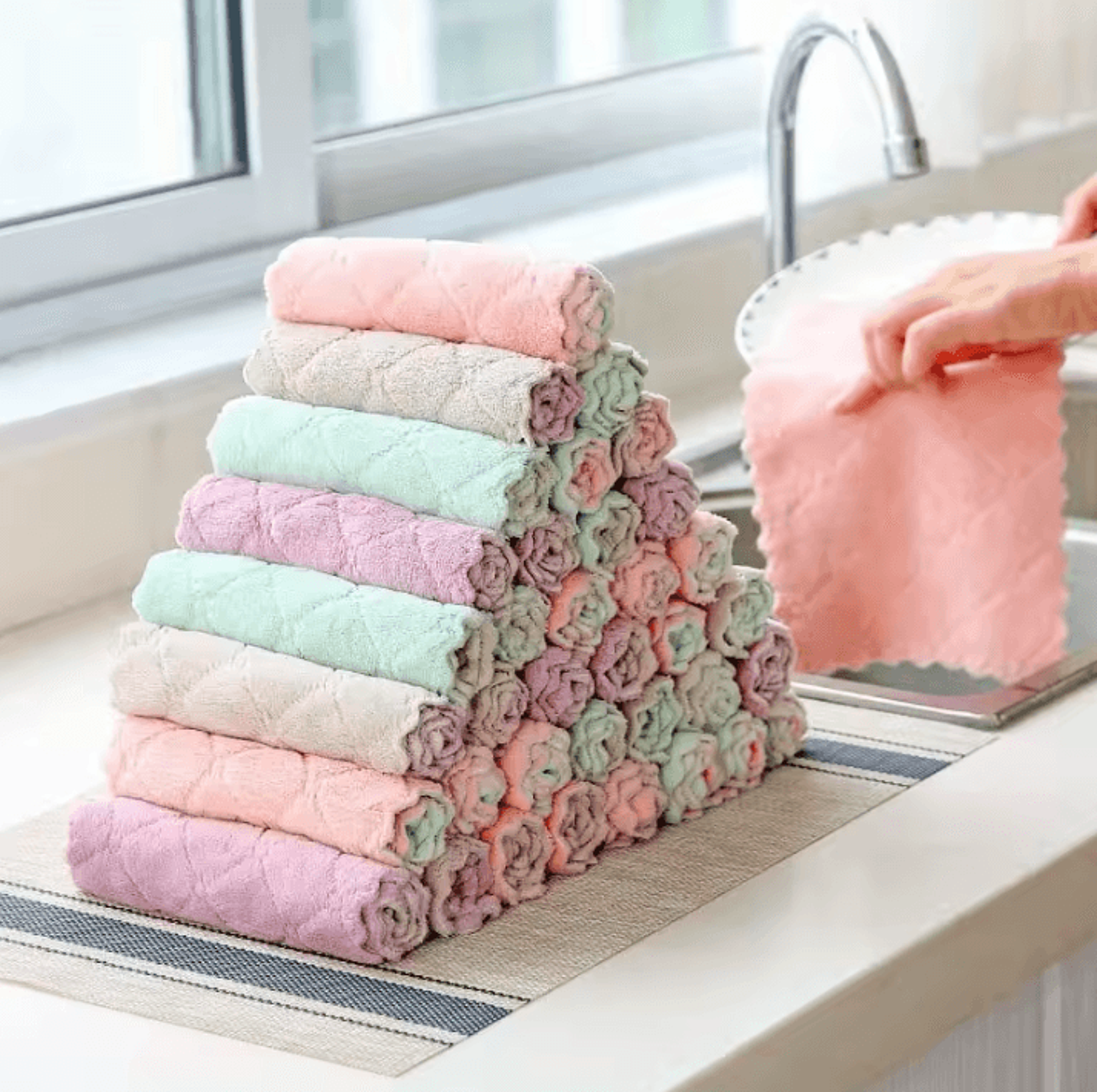 10pcs microfiber dish cloths multi purpose dishwashing towels for kitchen cleaning