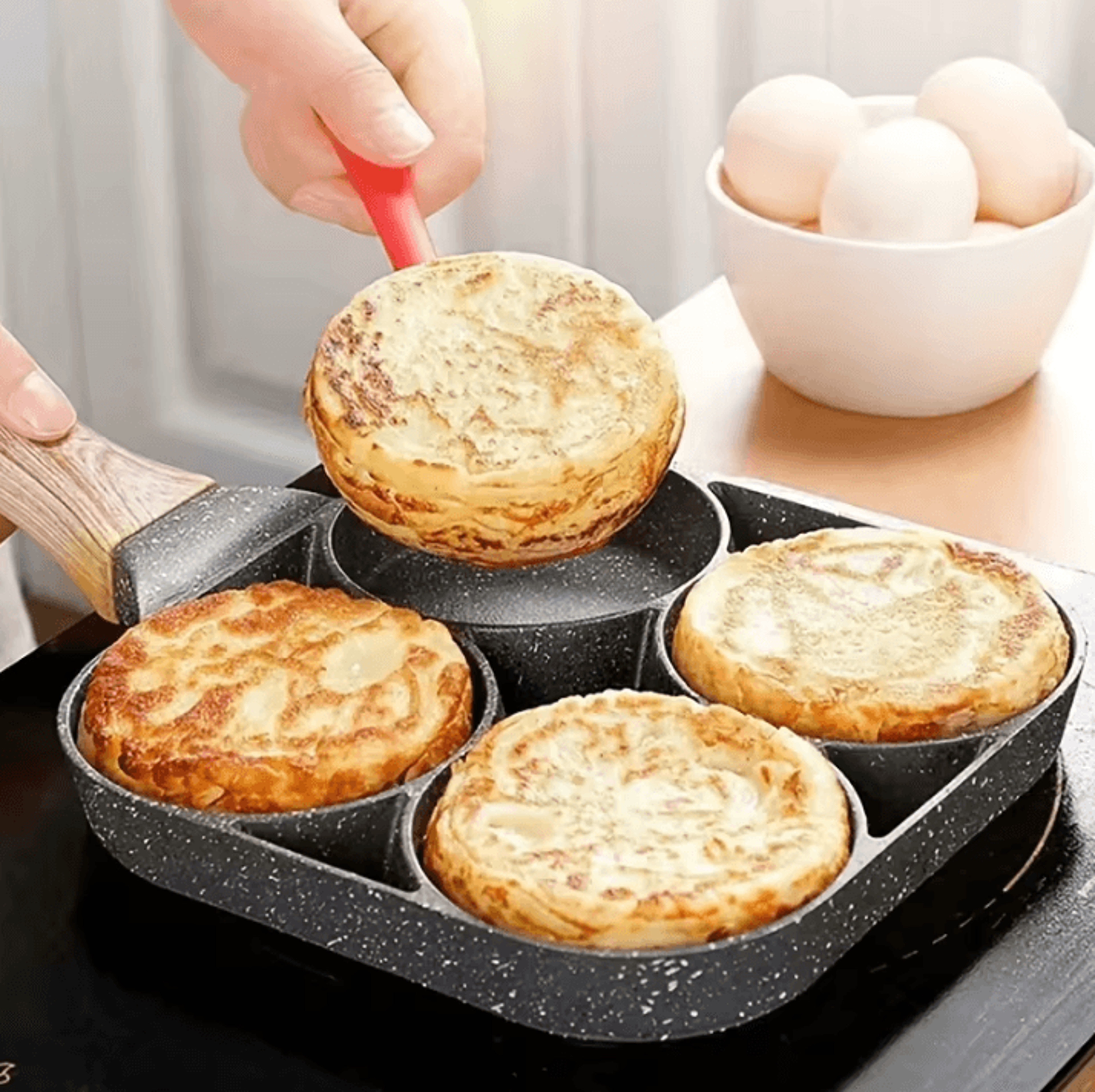 medical stone non-stick four-hole omelette pan for breakfast egg and burger