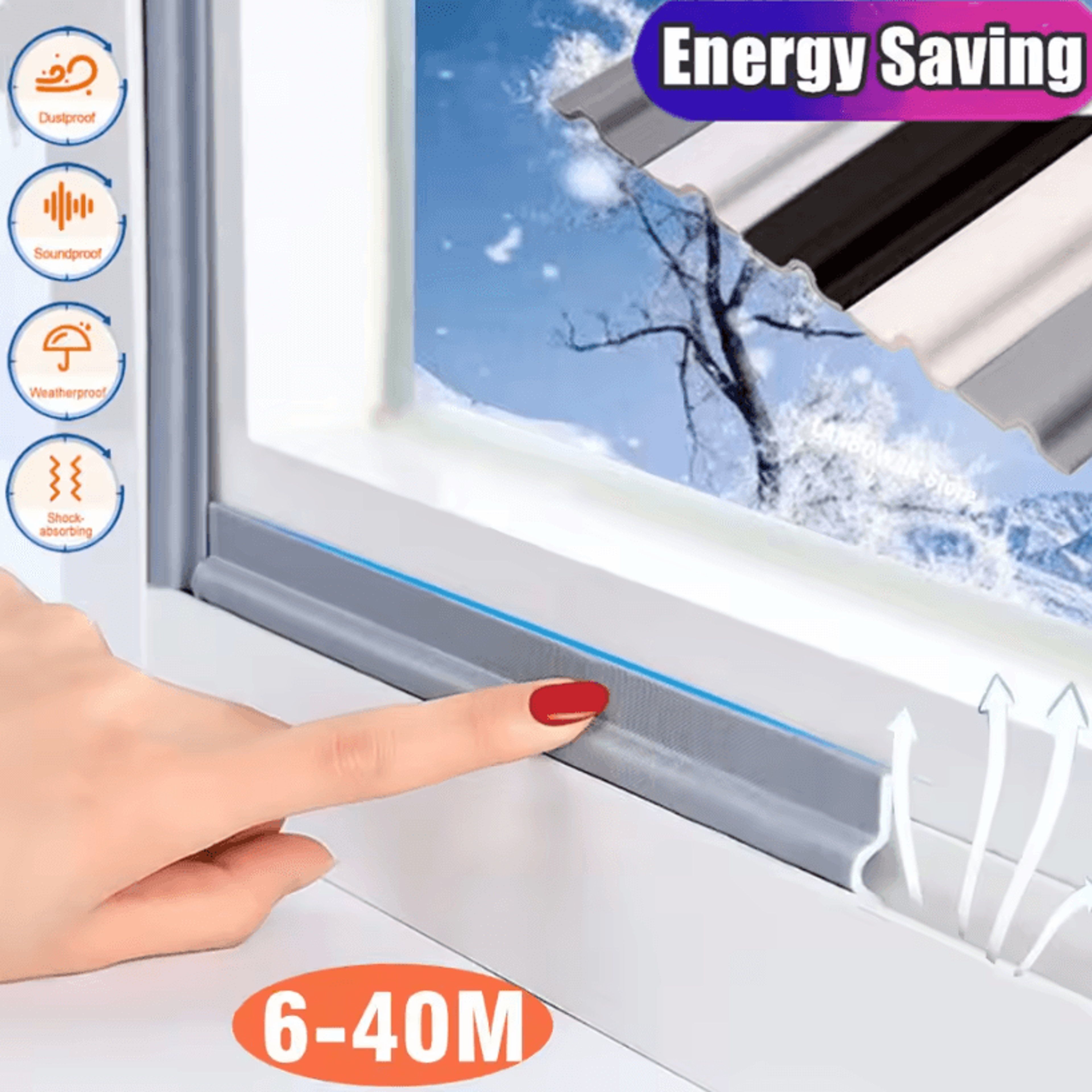 40m acoustic insulation foam window weather seal strip – windproof, soundproof gap filler for doors & windows