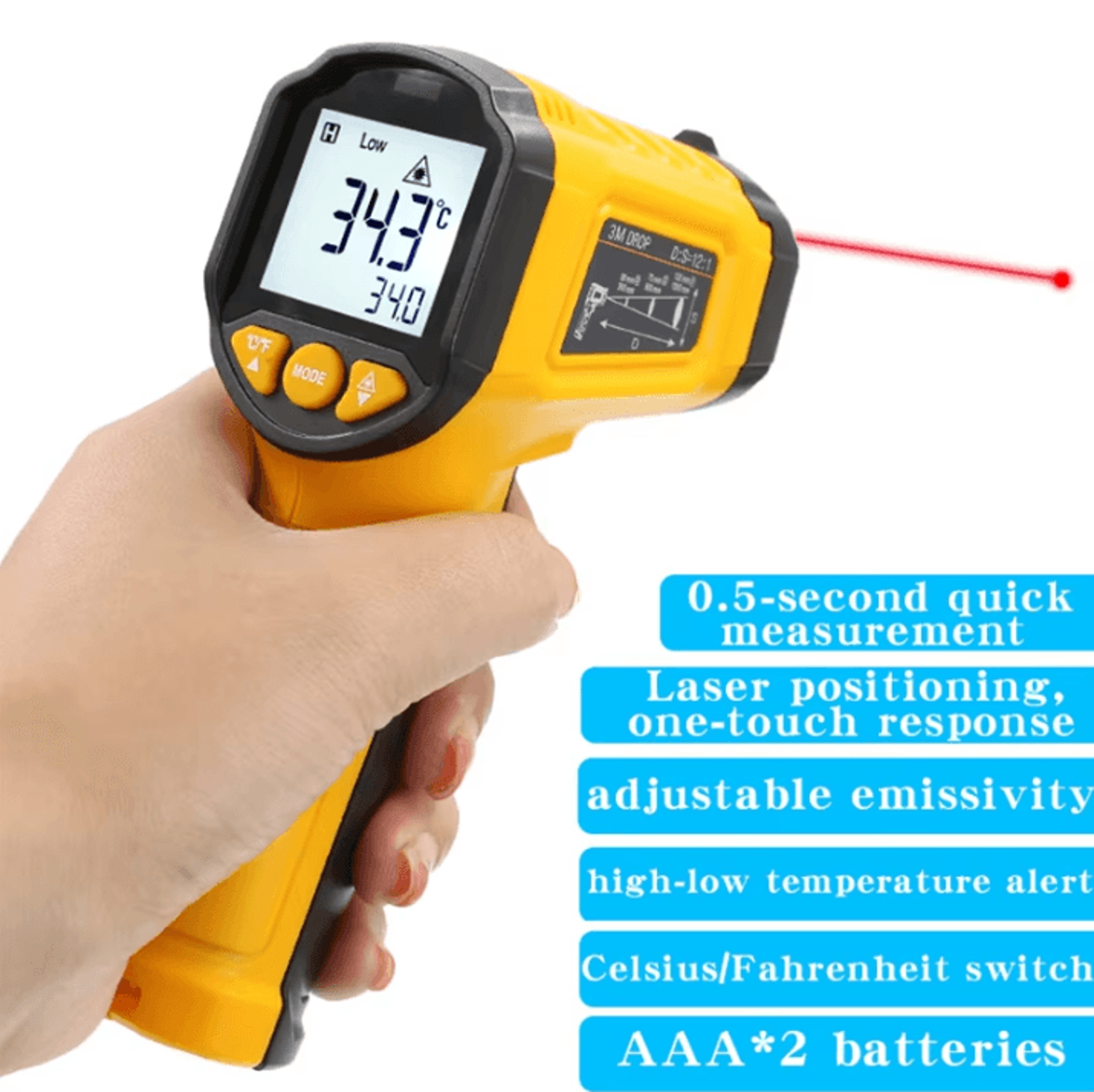 ts380 infrared non-contact thermometer – high-precision handheld electronic temperature gauge (ts600)