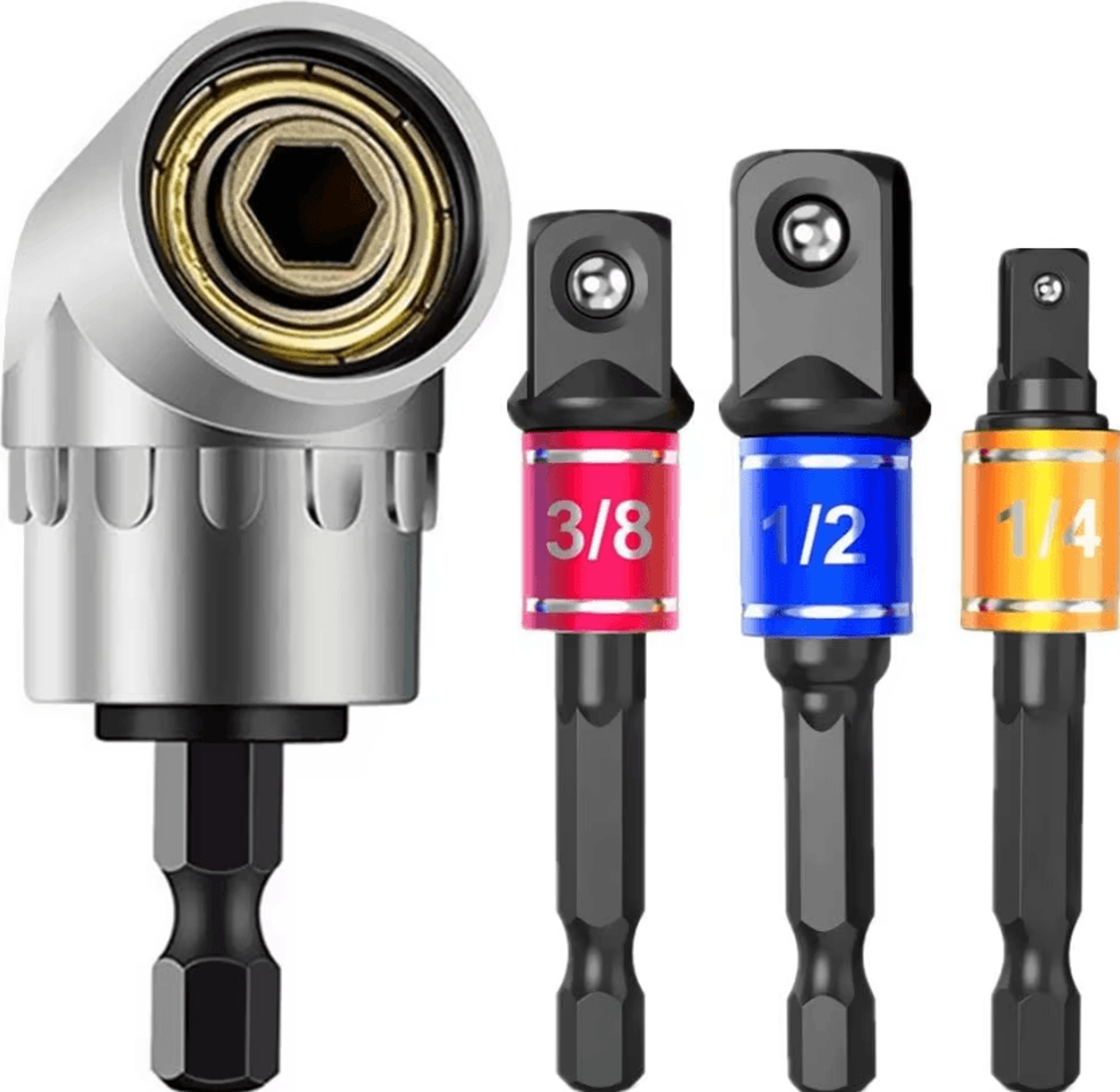 impact grade 105° angle socket adapter set – power tool driver extension & screwdriver holder