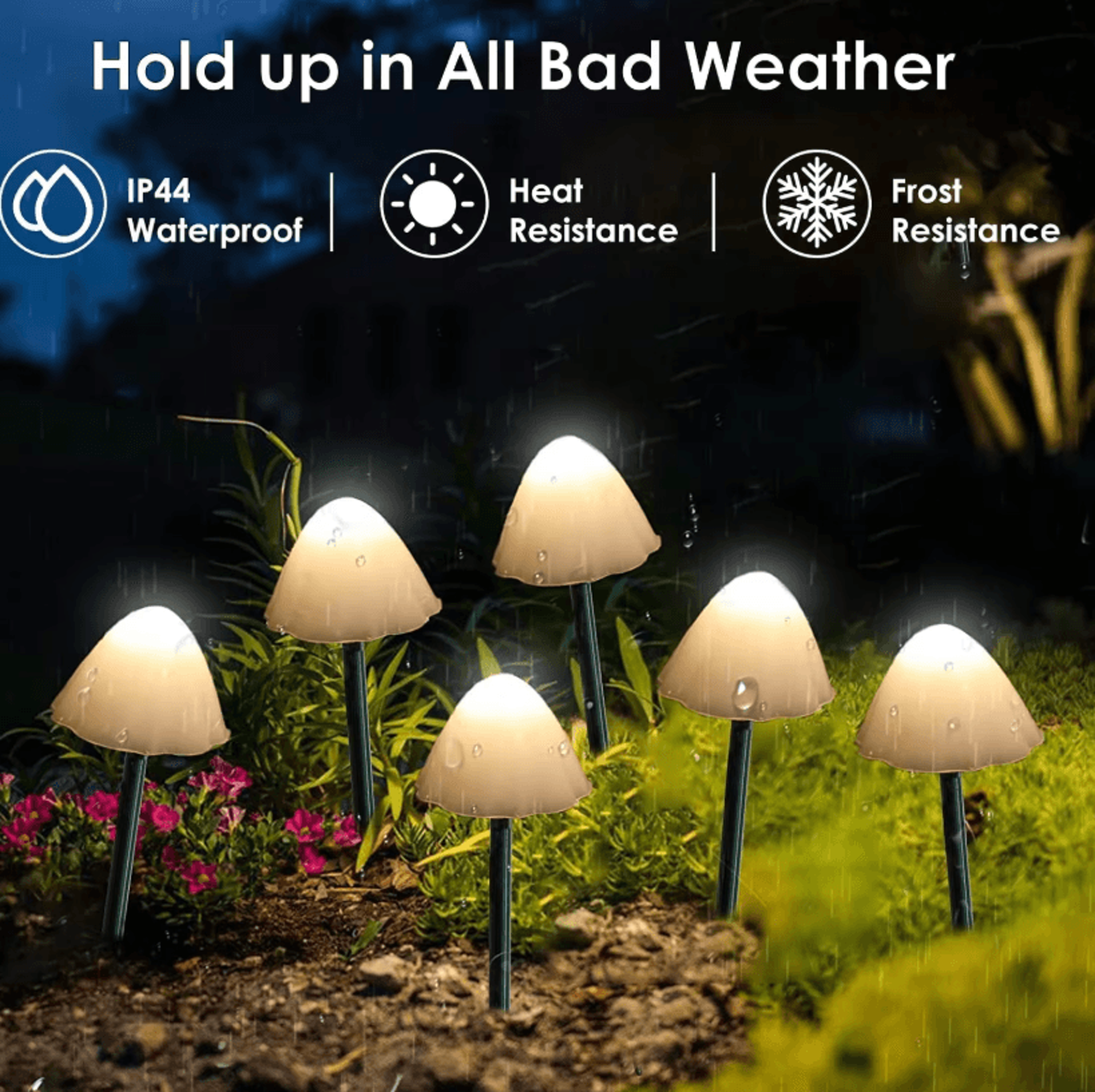 10 led solar mushroom lights (5 watts)– waterproof outdoor decorative street & garden lights (3.5m)