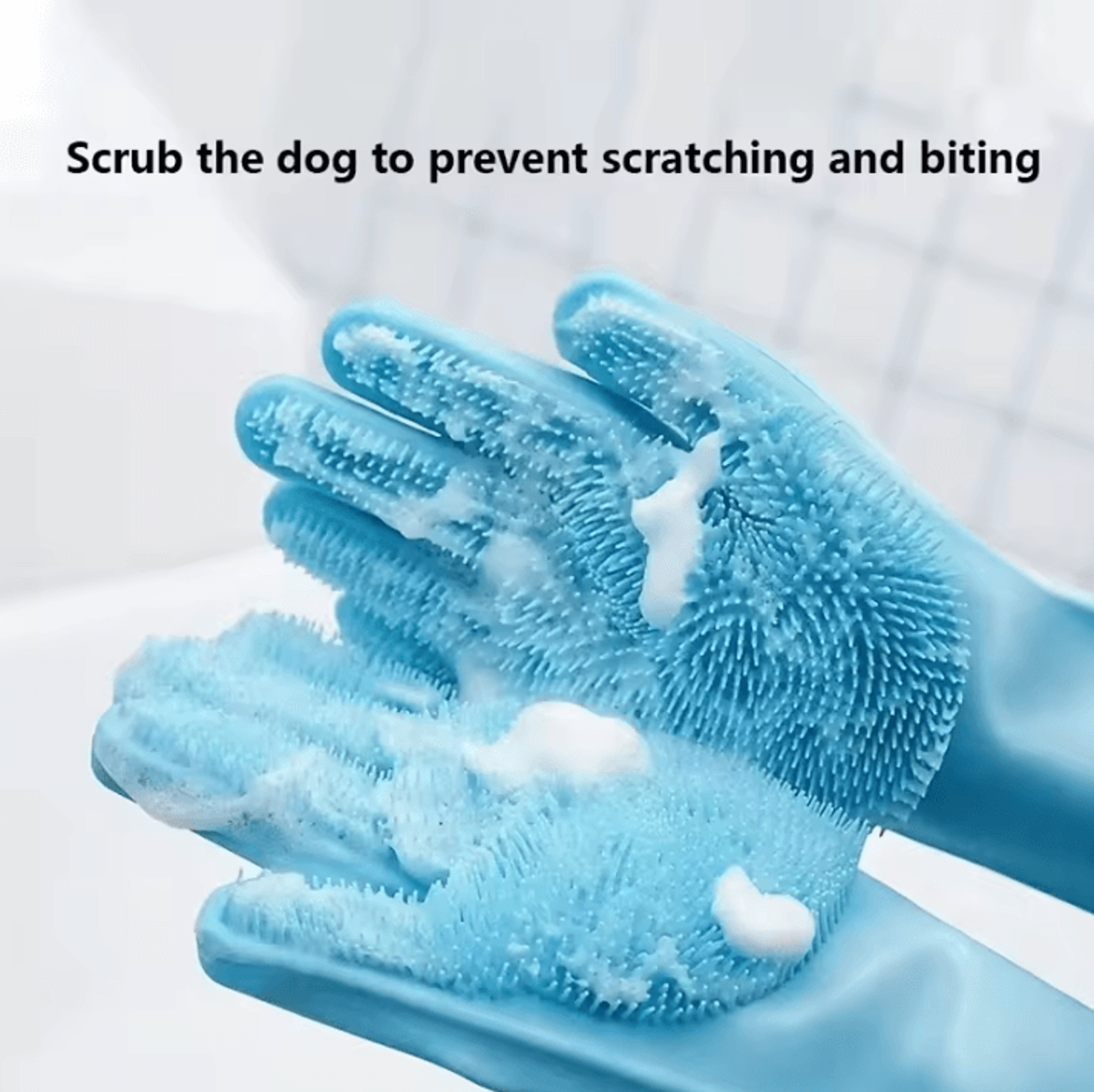 silicone pet grooming cleaning gloves – dog & cat bathing gloves with silicone hair removal glove massage & shampoo scru