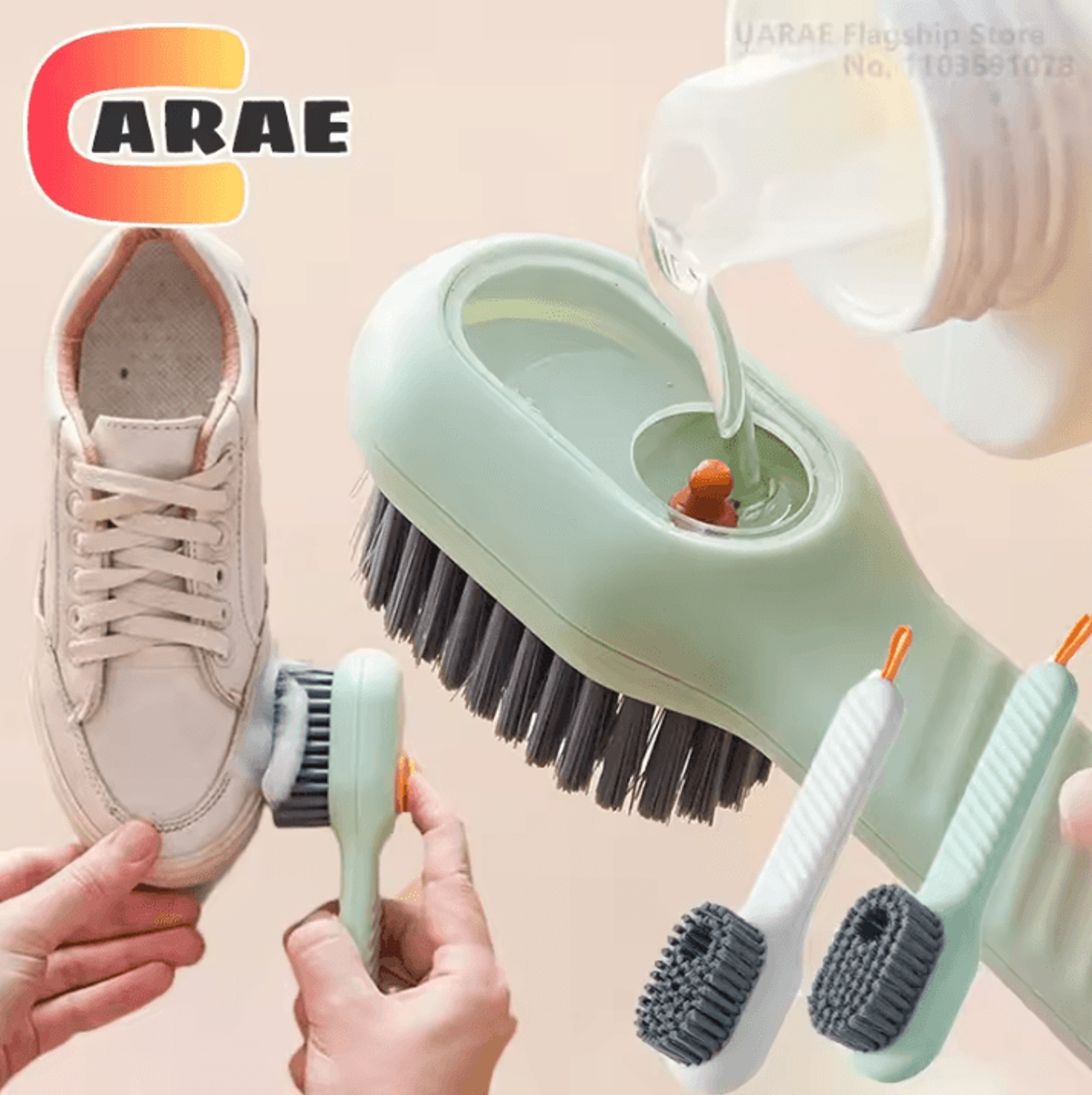 multifunction liquid shoe cleaning brush – shoe cleaner with soap dispenser & soft bristle shoe brush