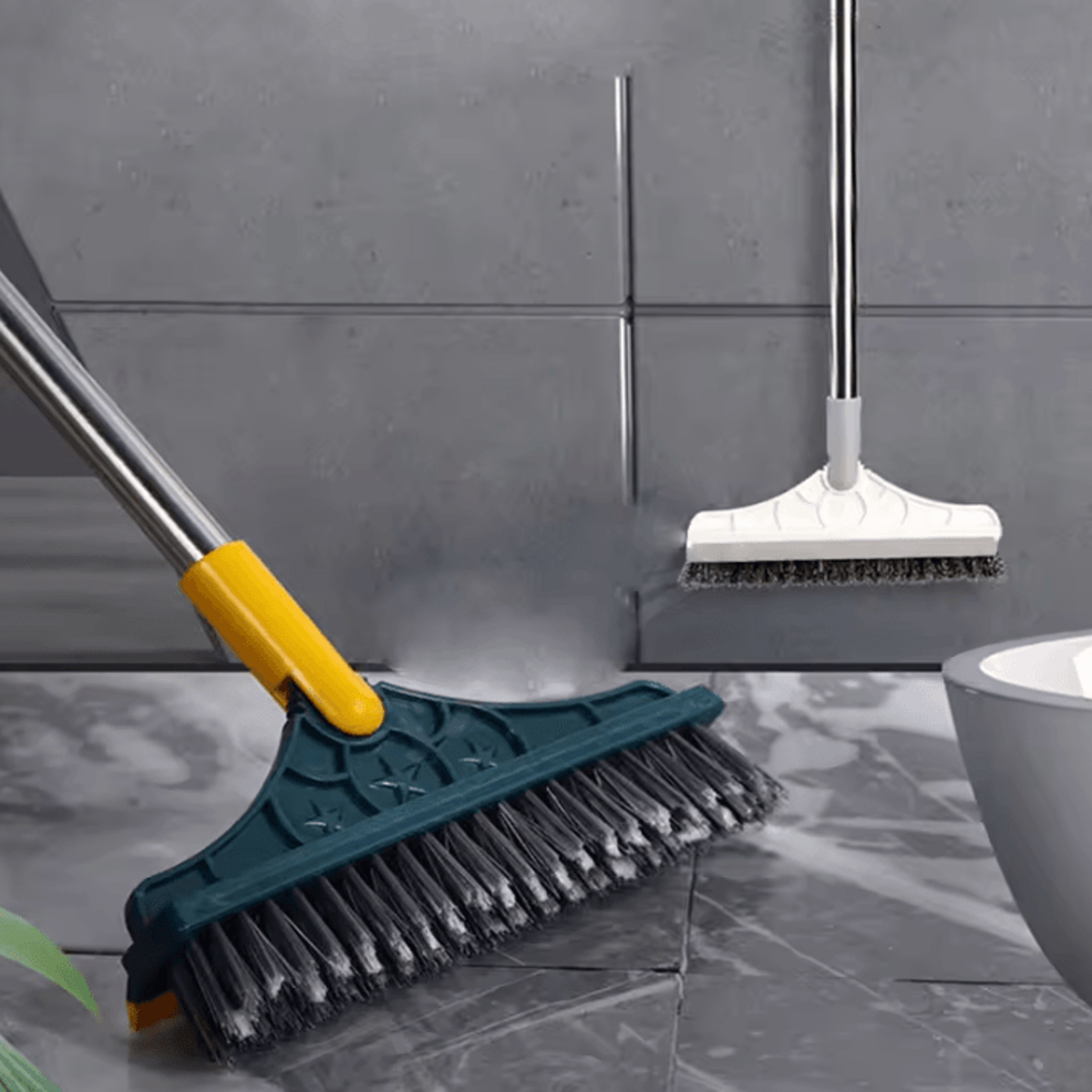 long handle floor brush – bathroom cleaning brush & toilet & tile scrub brush for seam and wall wash