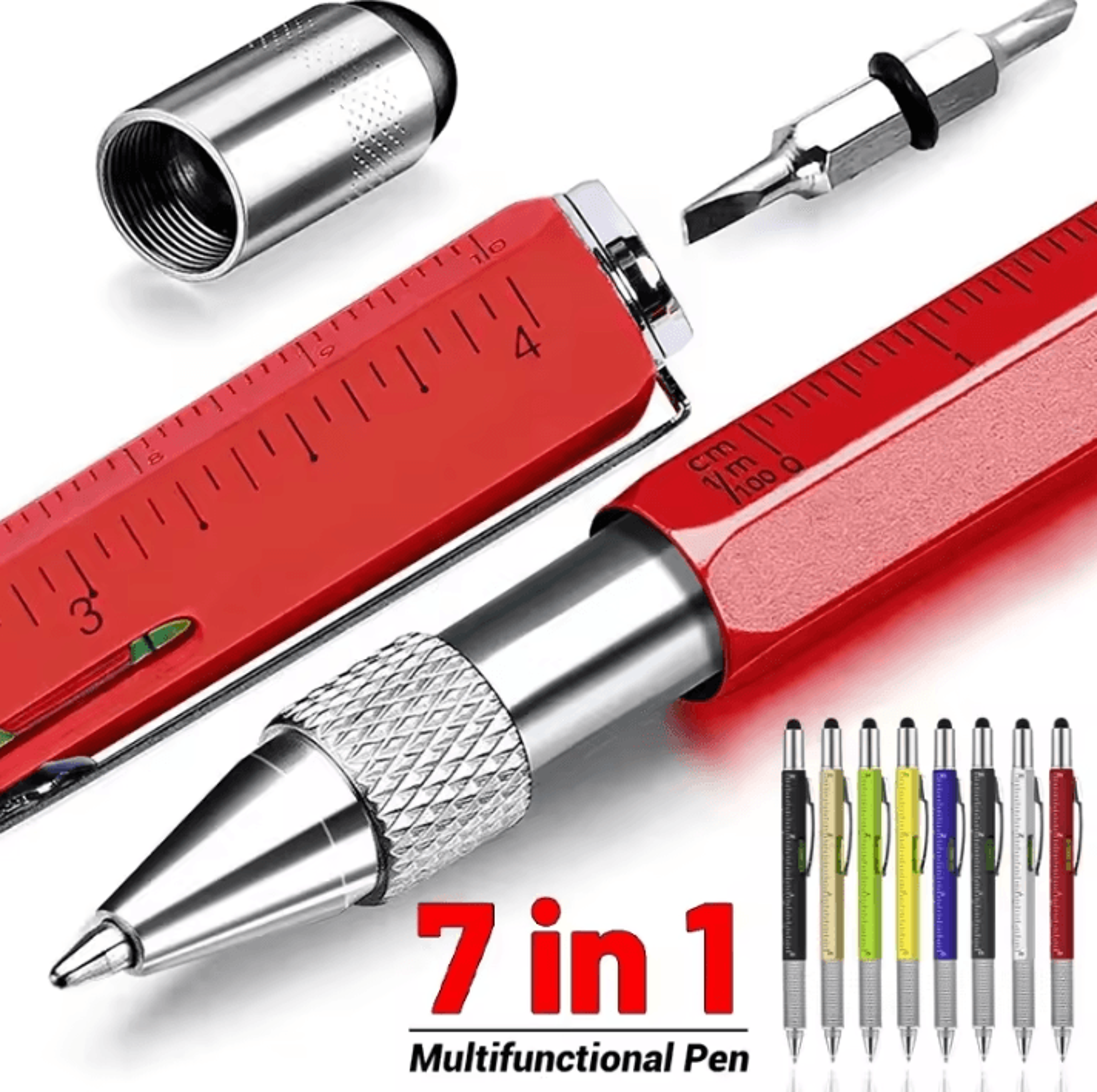 7 in 1 multifunctional stylus pen, touch screen stylus with tools, everyday carry multi tool pen