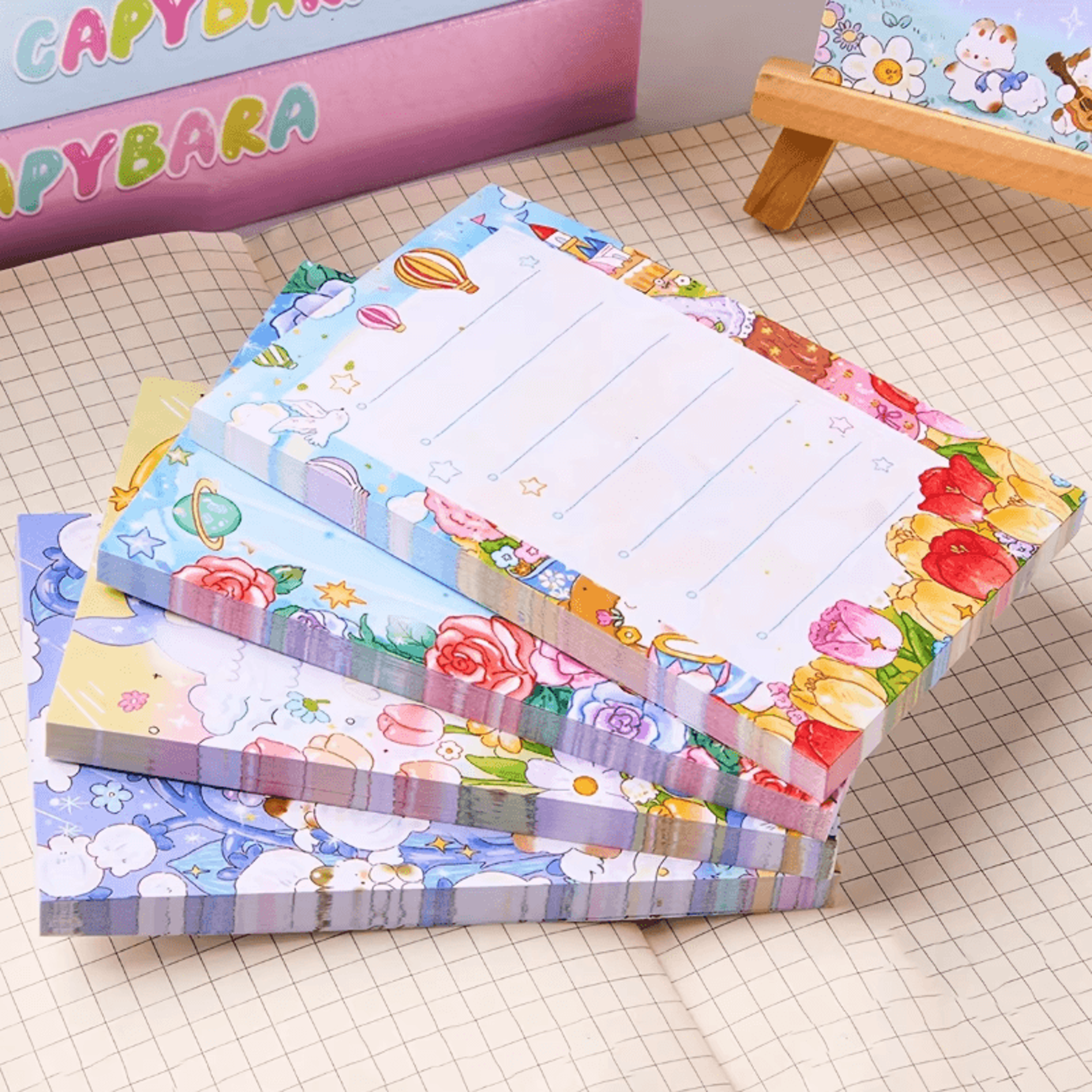 4 pcs dream garden memo pad stationery, thick paper message pads for home, office and school
