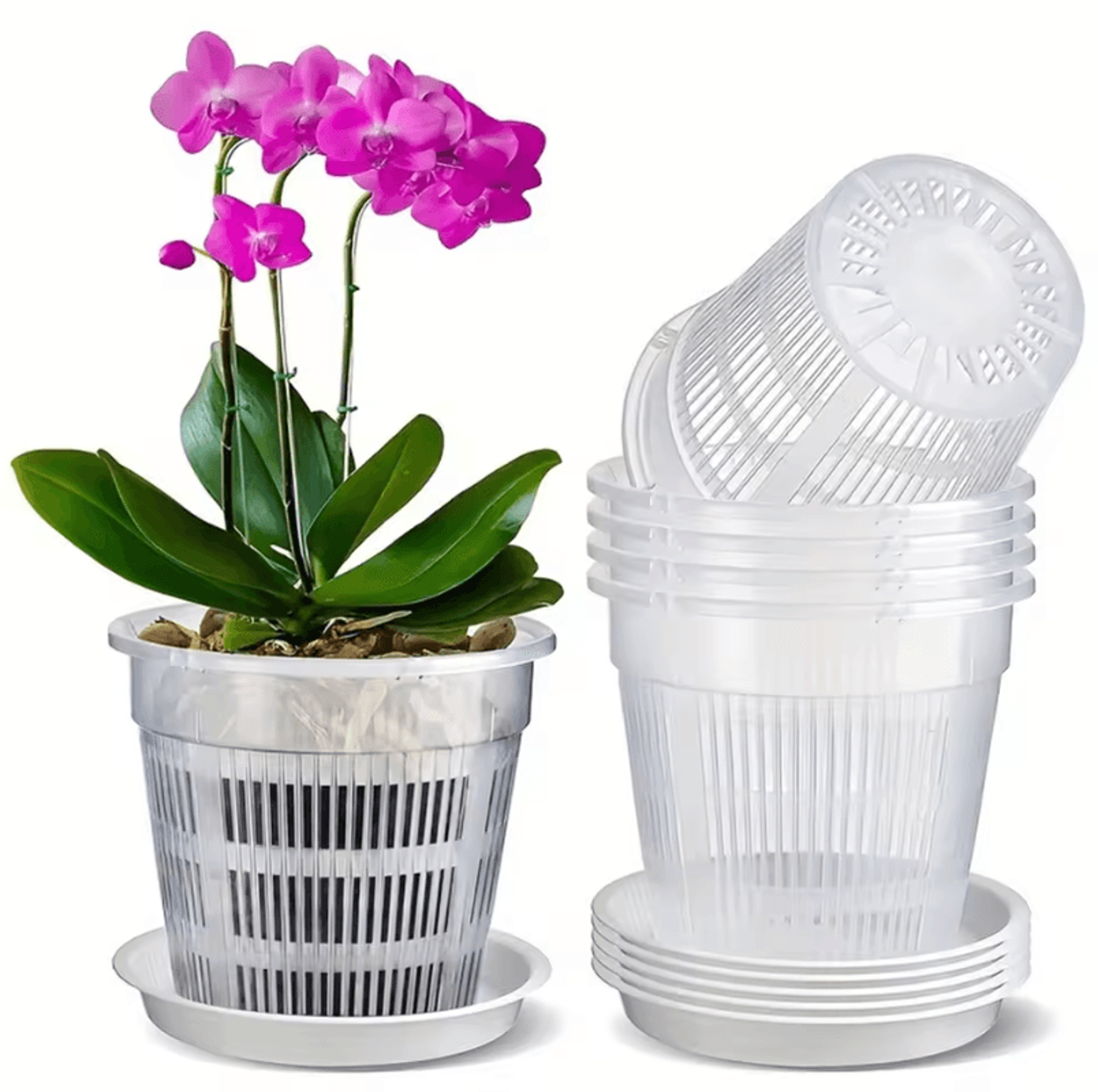 mesh flower pot root control transparent planter, breathable orchid pot with drainage hole