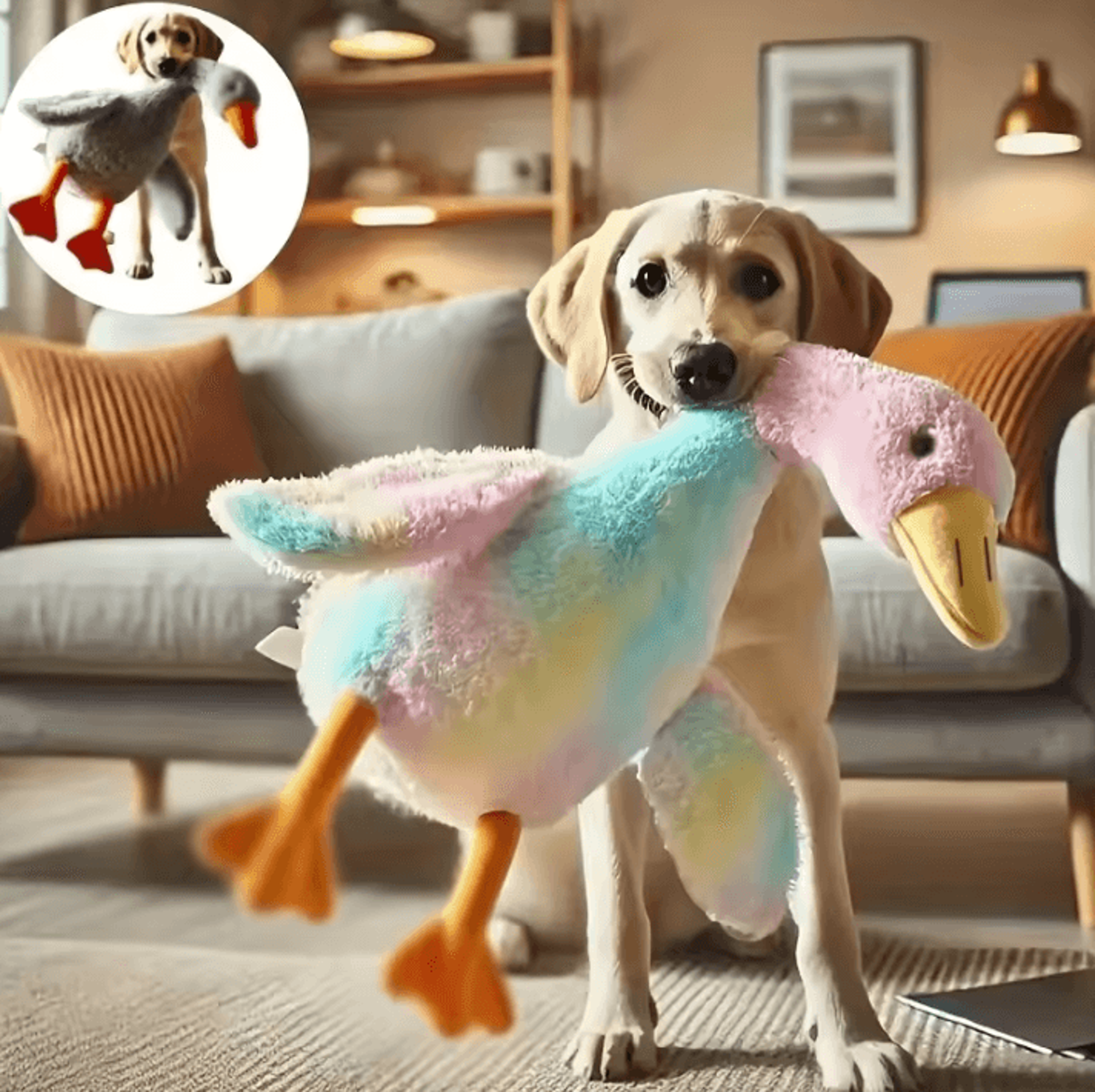 20-inch plush duck toy for pets – anxiety relieving pet toy for cats & dogs, soft colorful companion