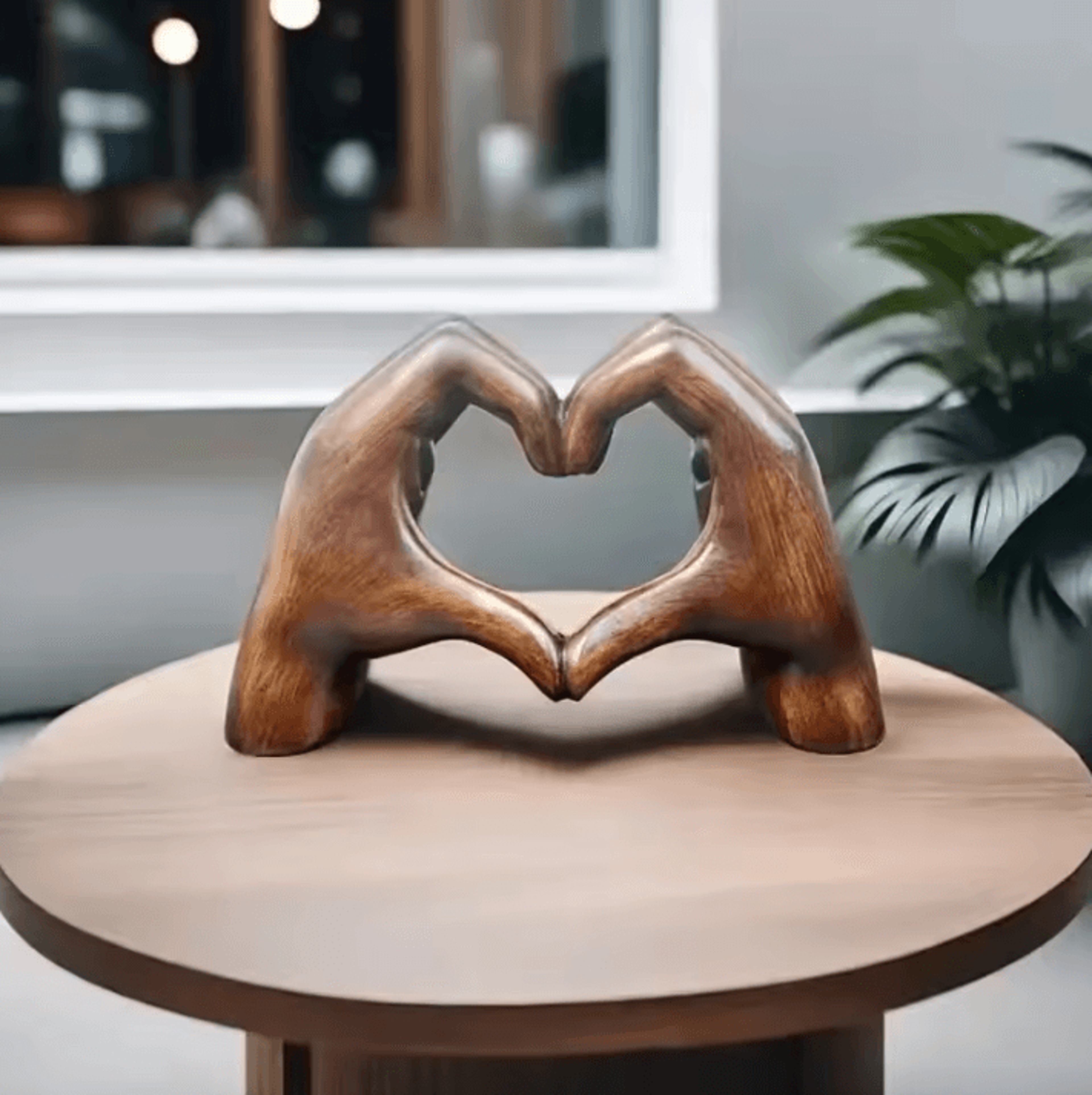 heart shaped hand sculpture – love heart decor statue resin art for home & office decoration