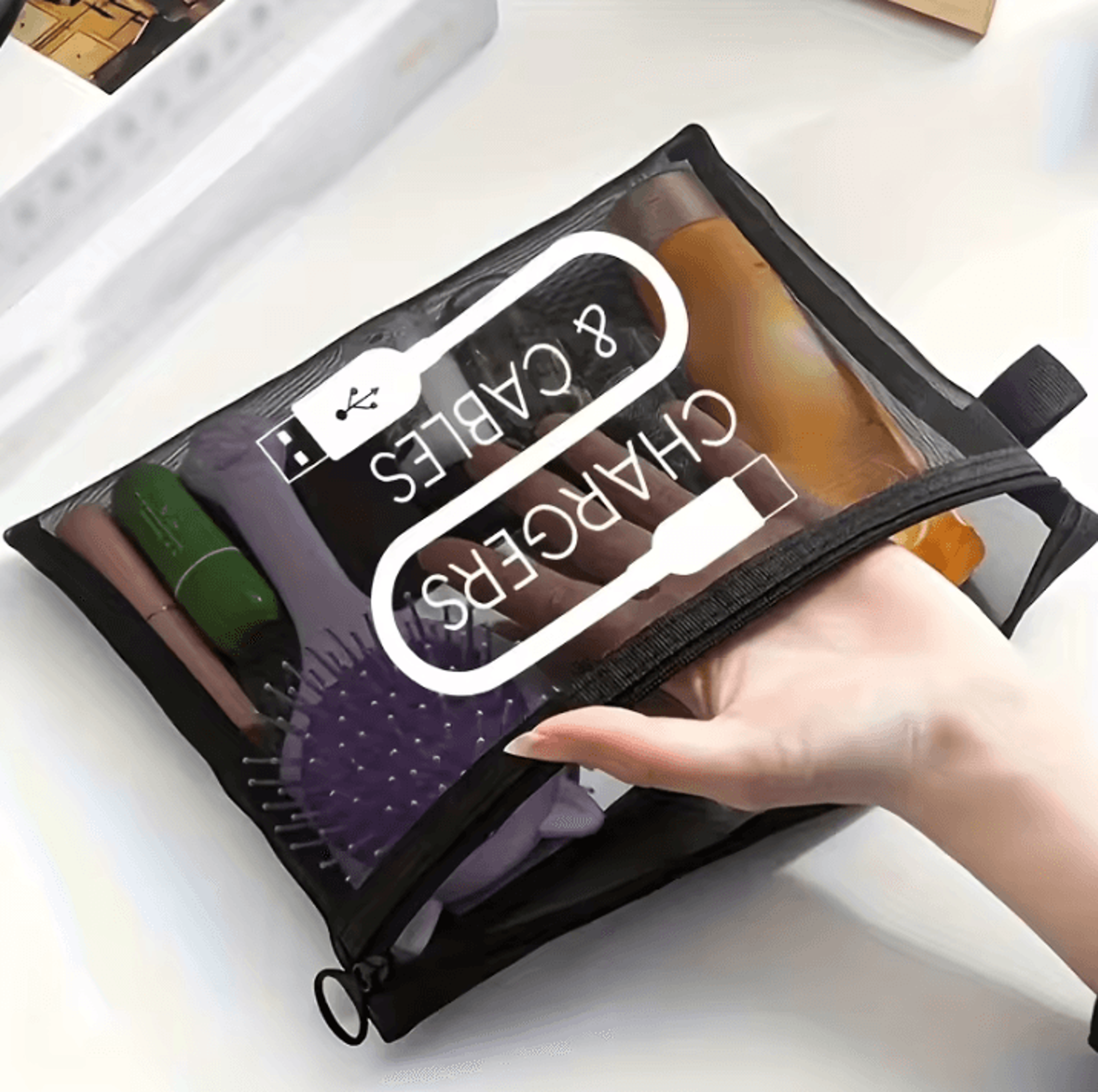 makeup brush storage bag – portable toiletry pouch with large capacity cosmetic organizer, zipper closure