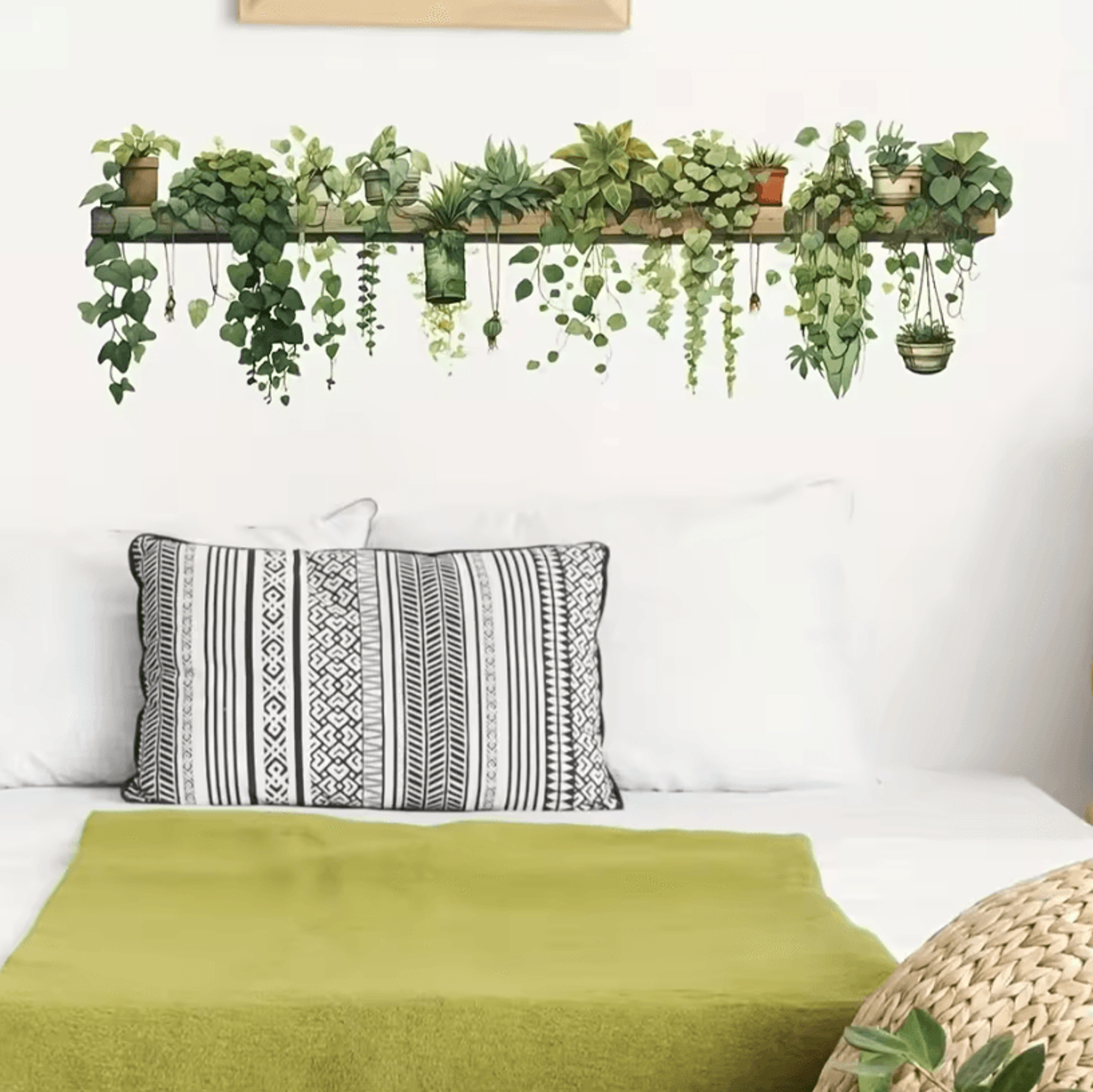 chic plant vine wall decal -removable vinyl wall sticker for living room wall decor & bedroom entryway (11.8 by 35.4 in)