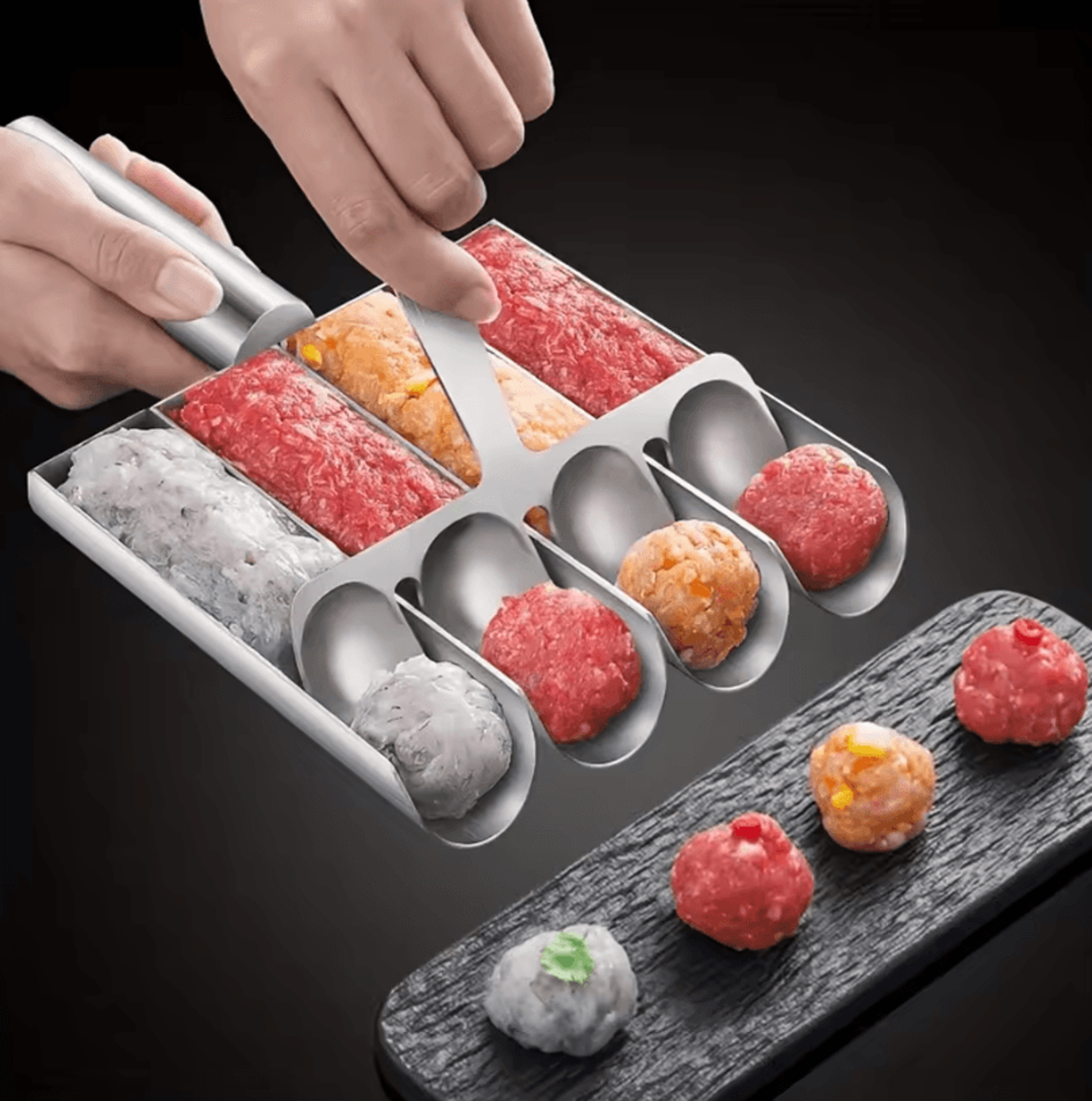 easy-release non-stick meatball maker – easy-release meatball spoon & manual kitchen tools for effortless fish ball make