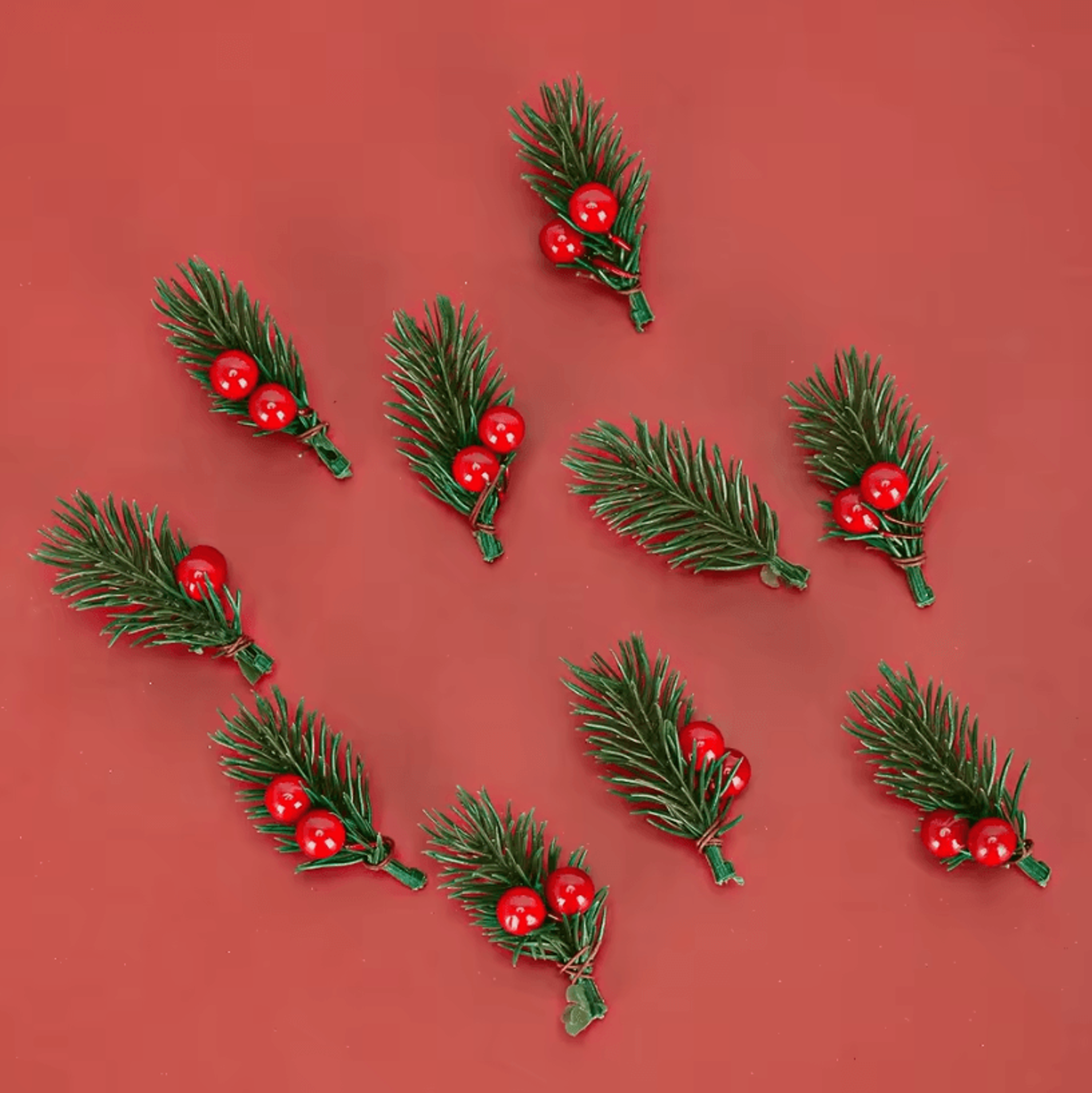 mini artificial red berries bouquet plastic pine needle berry home and party decoration for christmas garland and diy