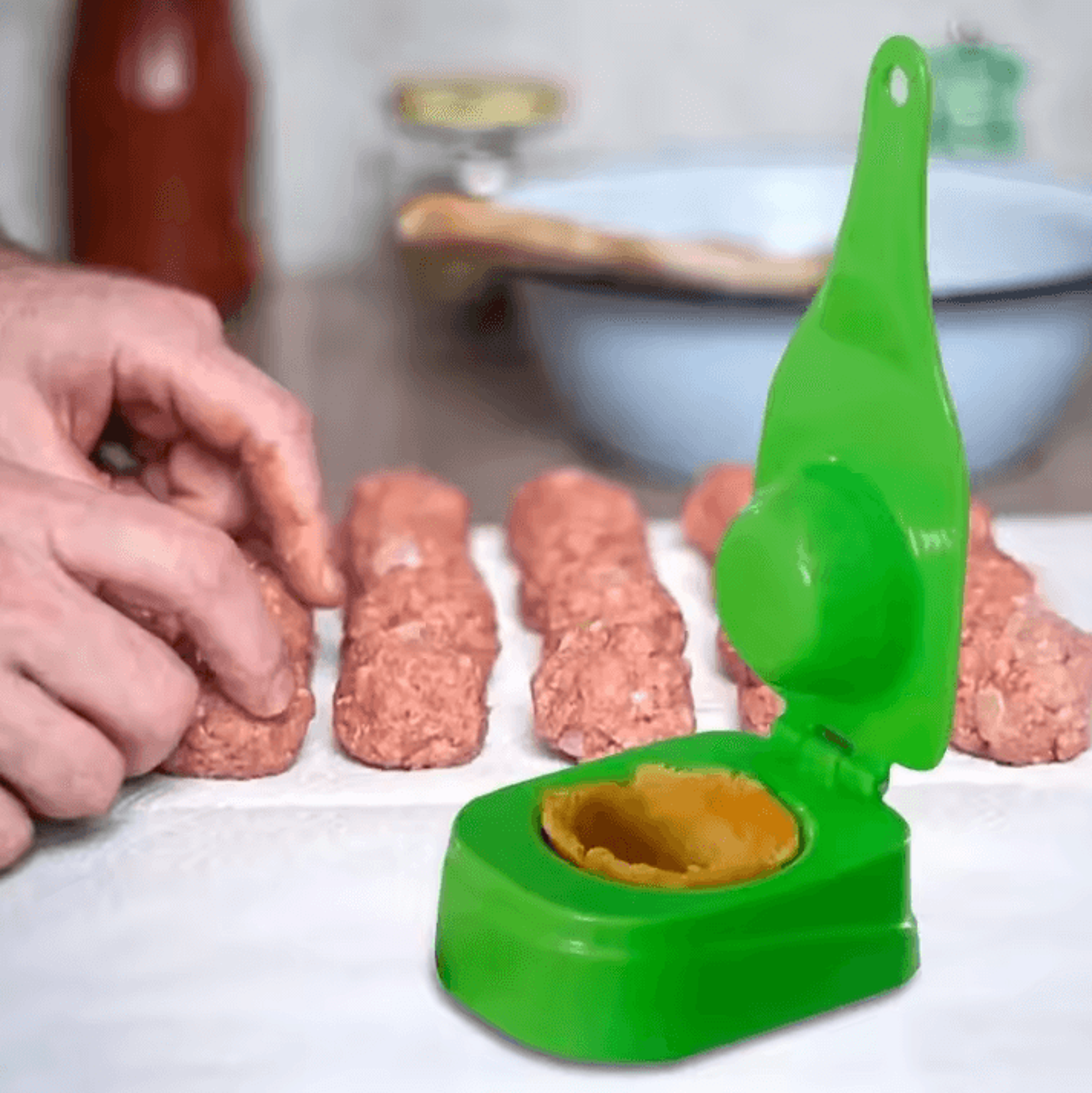 meatball maker tool and banana bacon mold – kitchen extrusion press for potato, plantain and cooking prep
