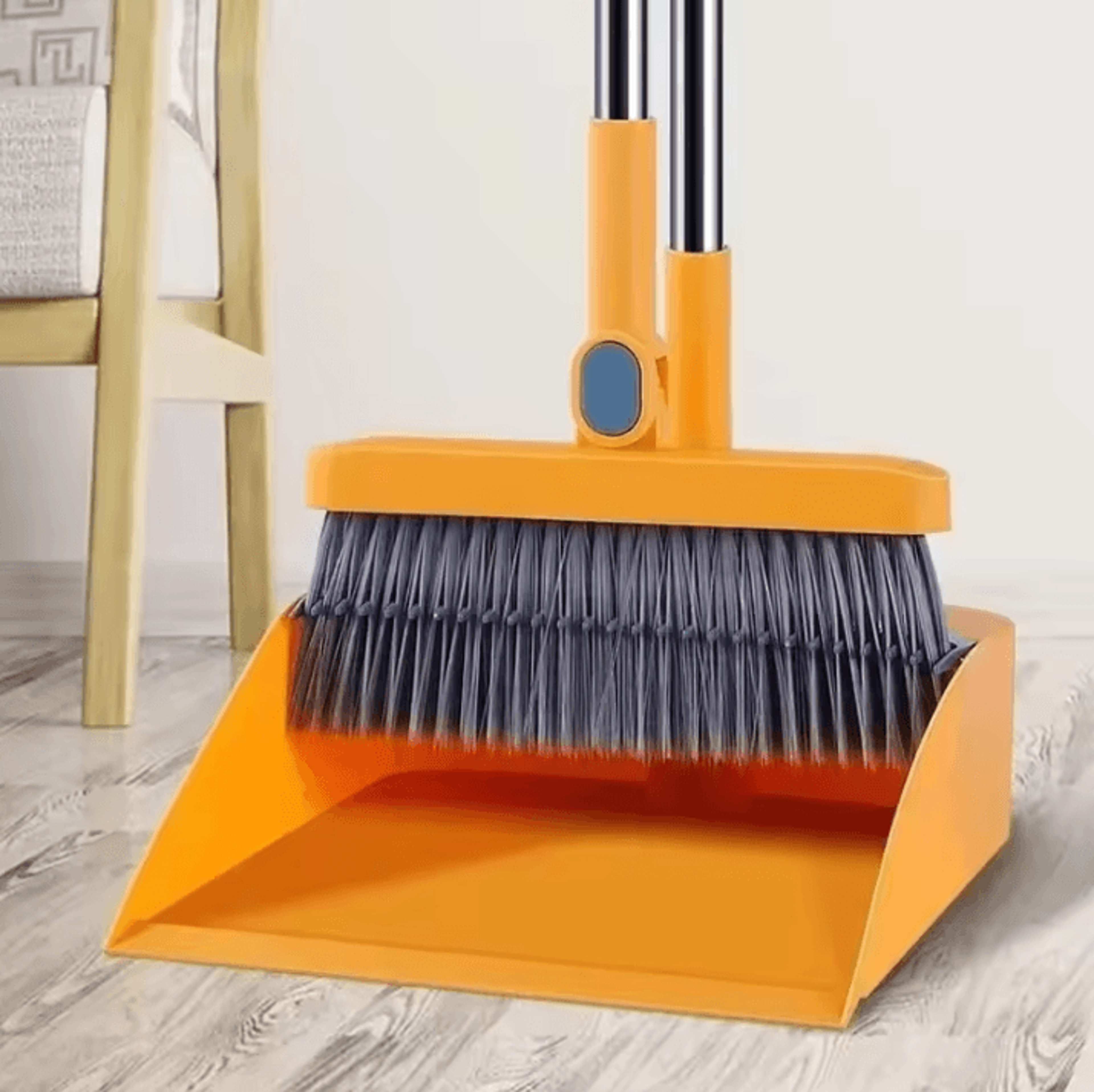 household broom and dustpan set with foldable dustpan and individual sweep brush for easy home cleaning