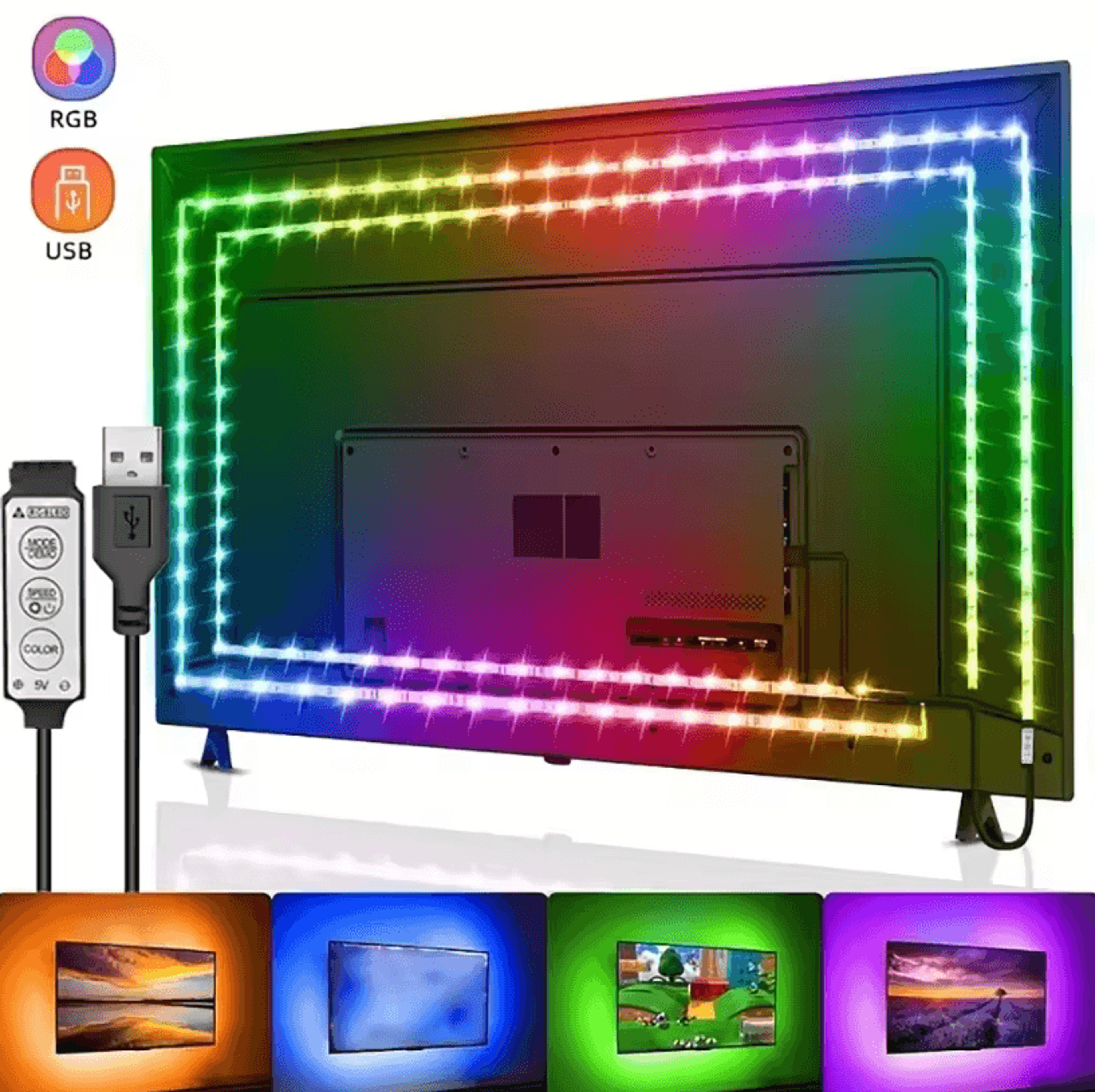 1meter usb led strip lights 5v 5050 rgb room lighting tape for gamer and decorative ambient lighting