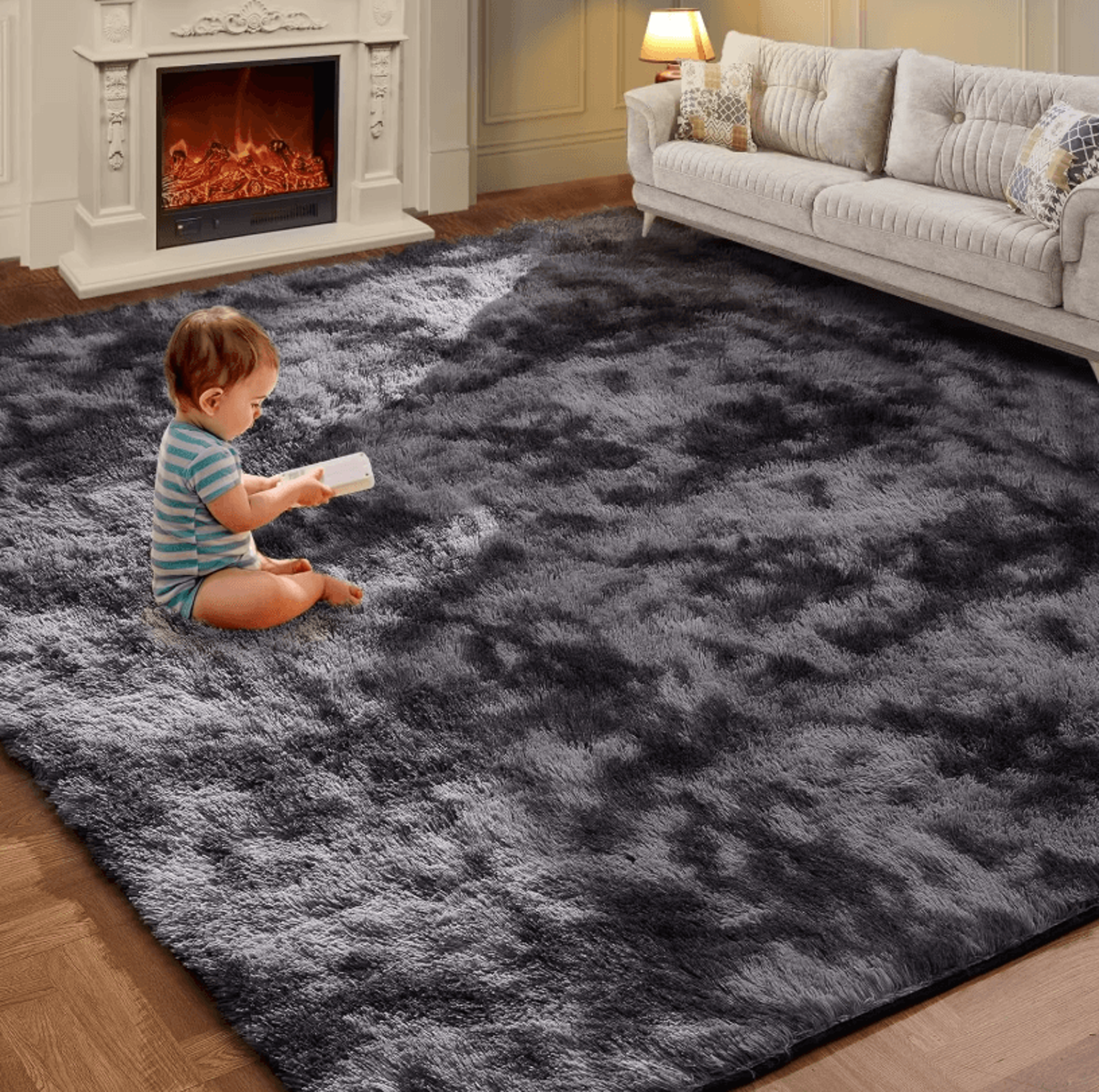 tie-dye plush rug soft non-slip floor mat for living room, bedroom, and kids