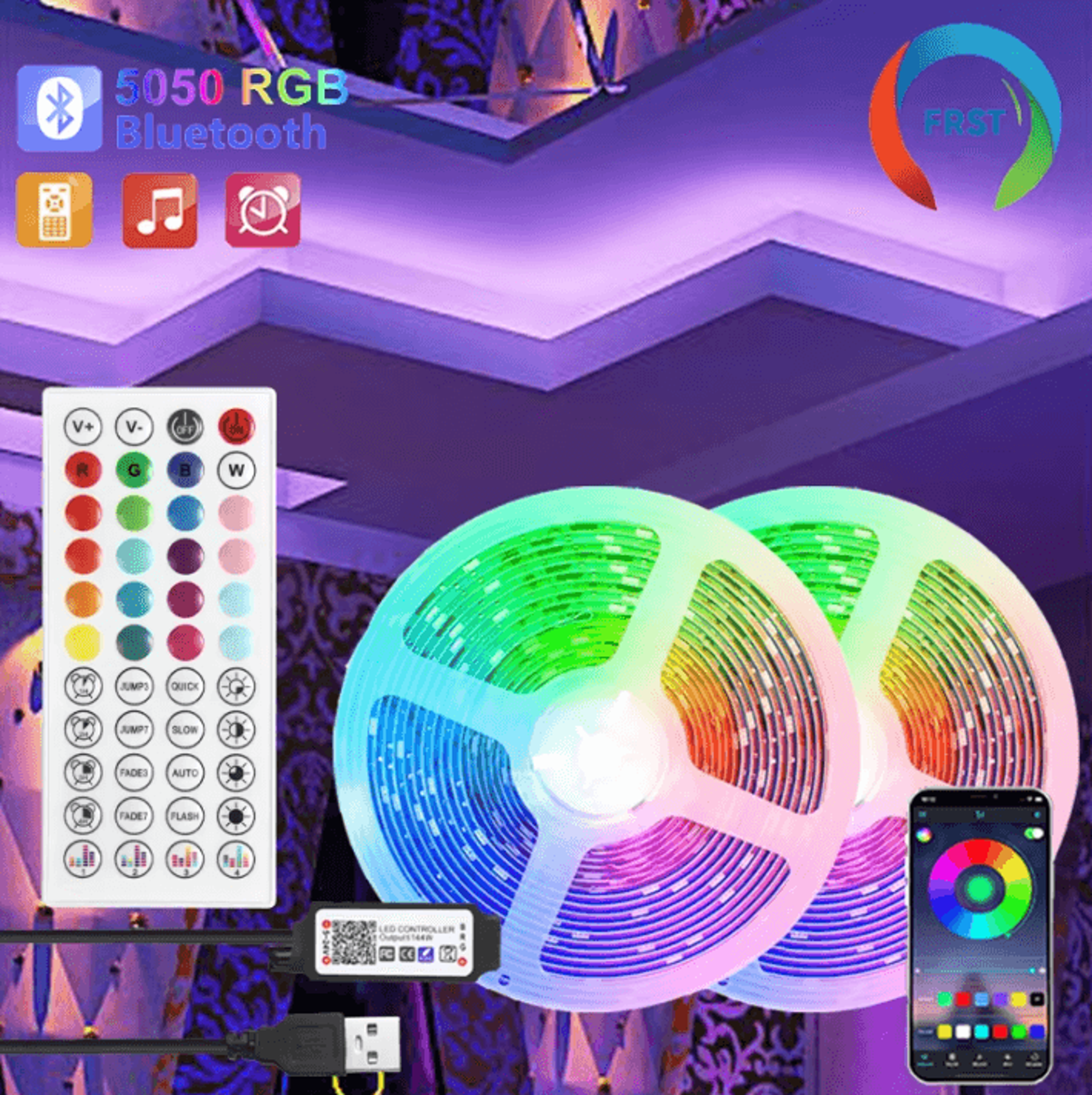 bluetooth rgb led strip lights 5050 led tape for room, tv, pc backlight – 10m 15m 20m 30m options