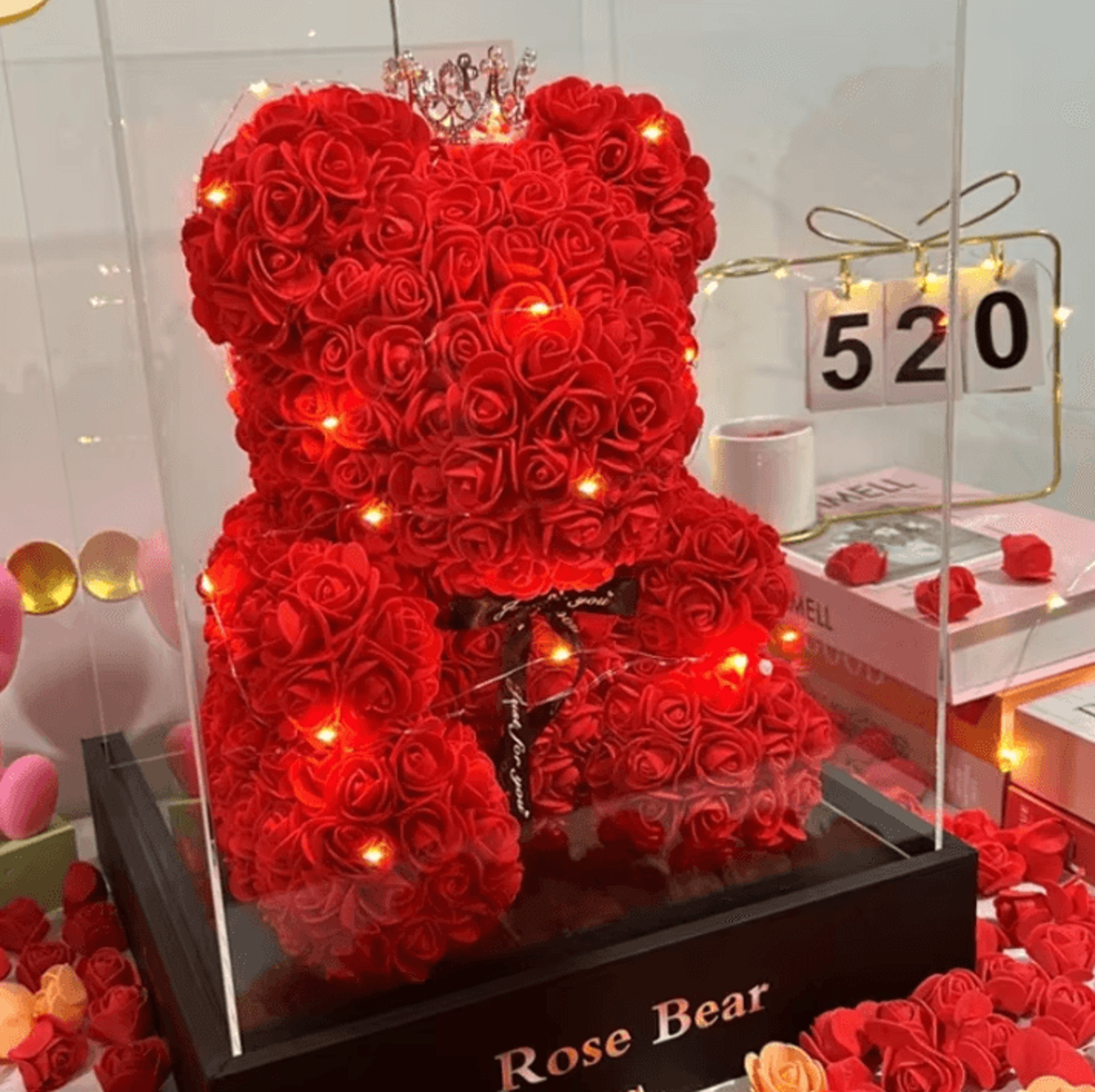 2025 new eternal rose teddy bear artificial flower gift for mom and romantic occasions