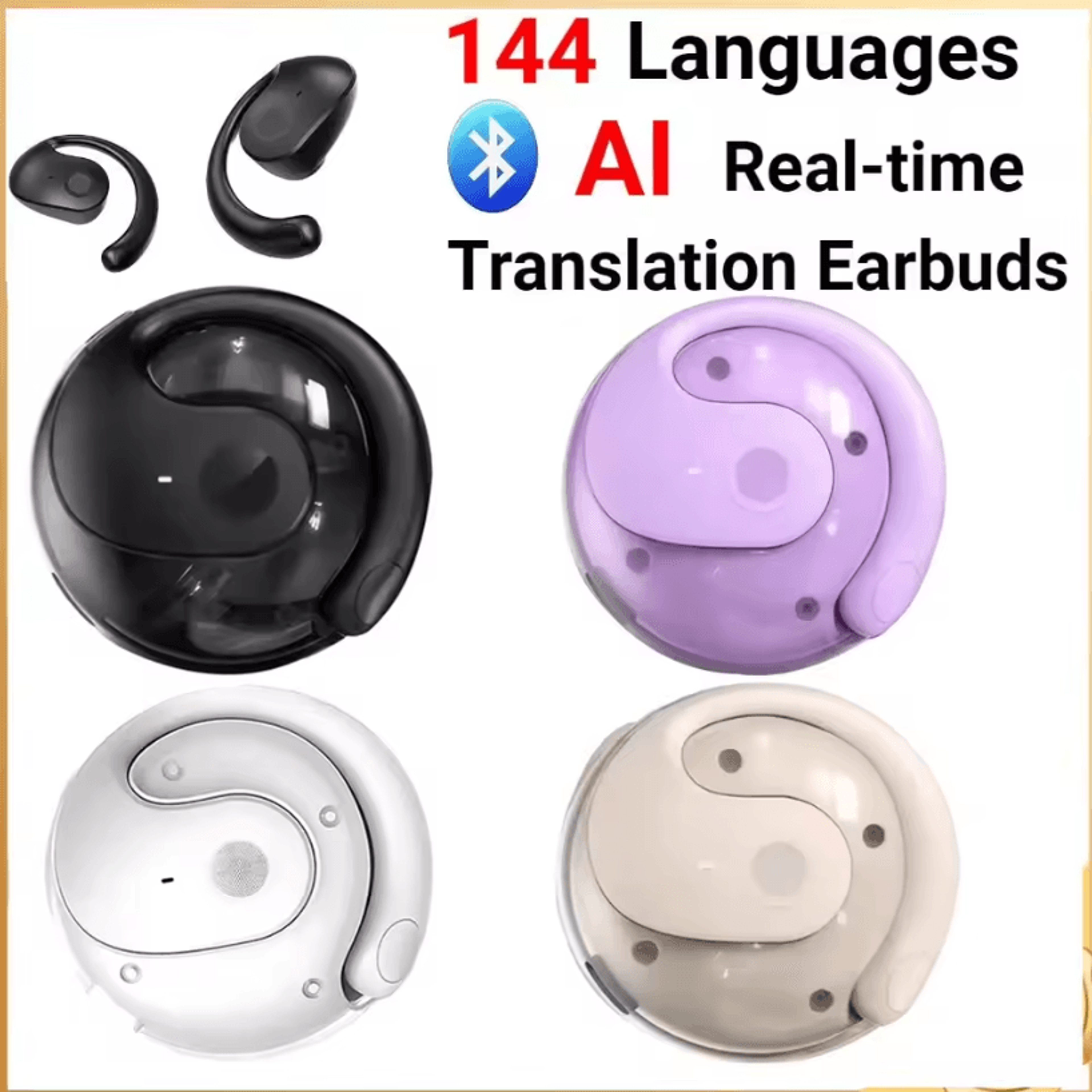 ai bluetooth translator headphones wireless real-time translation headset supporting 144+ languages and dialects