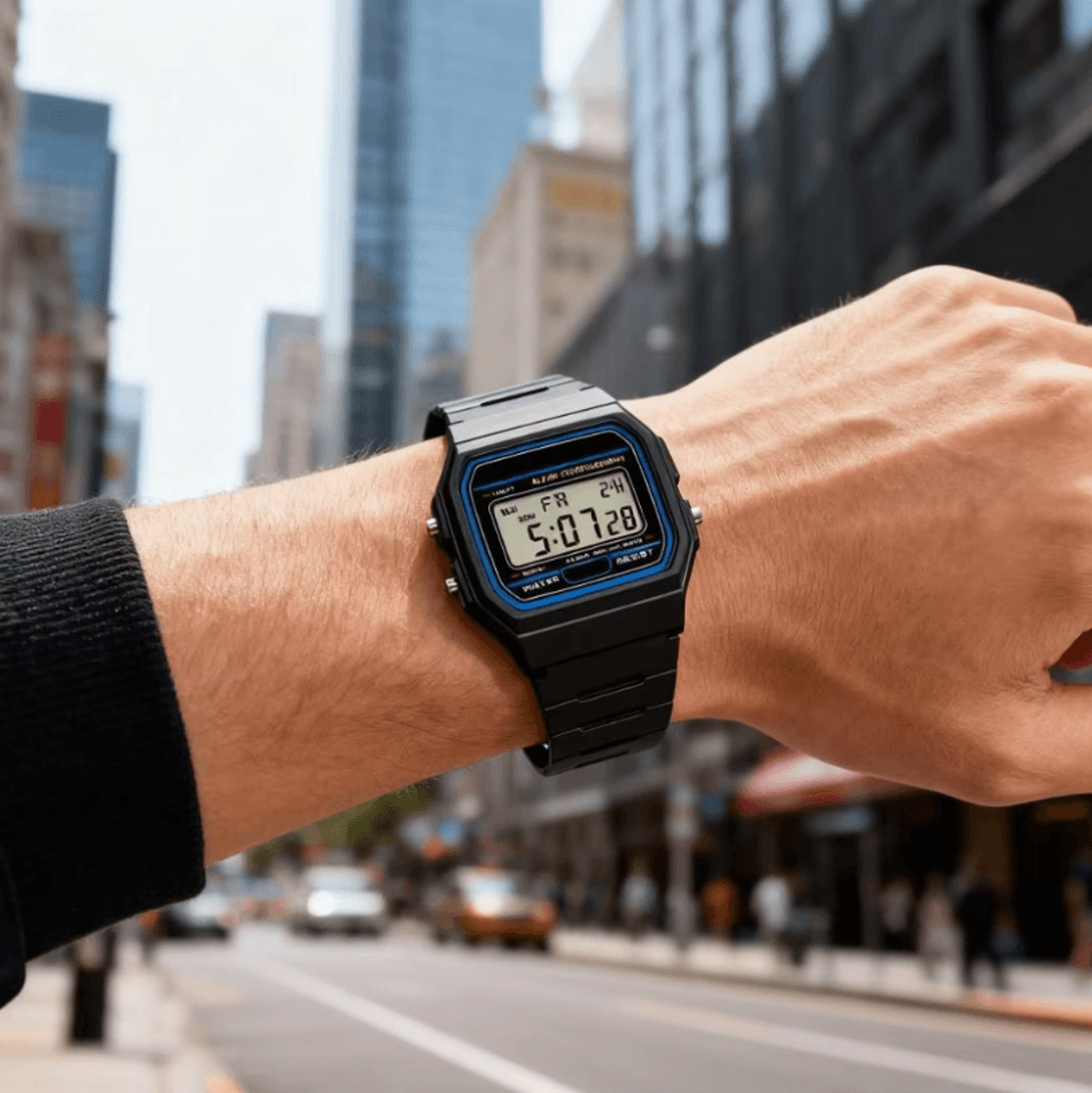 minimalist led sports watch for men – square digital wristwatch with casual display