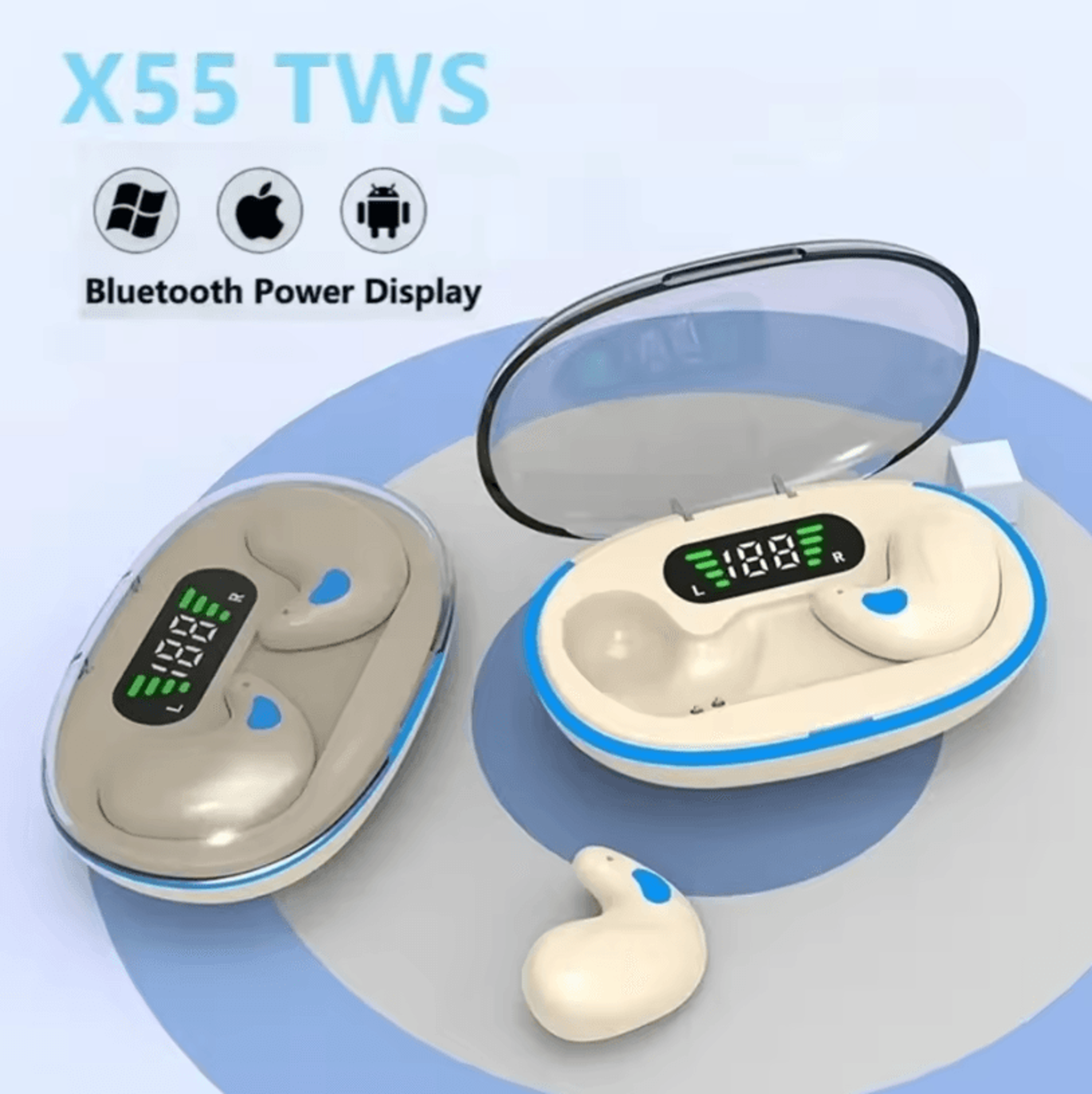 x55 wireless bluetooth earbuds – waterproof tws stereo headphones with mic for phones