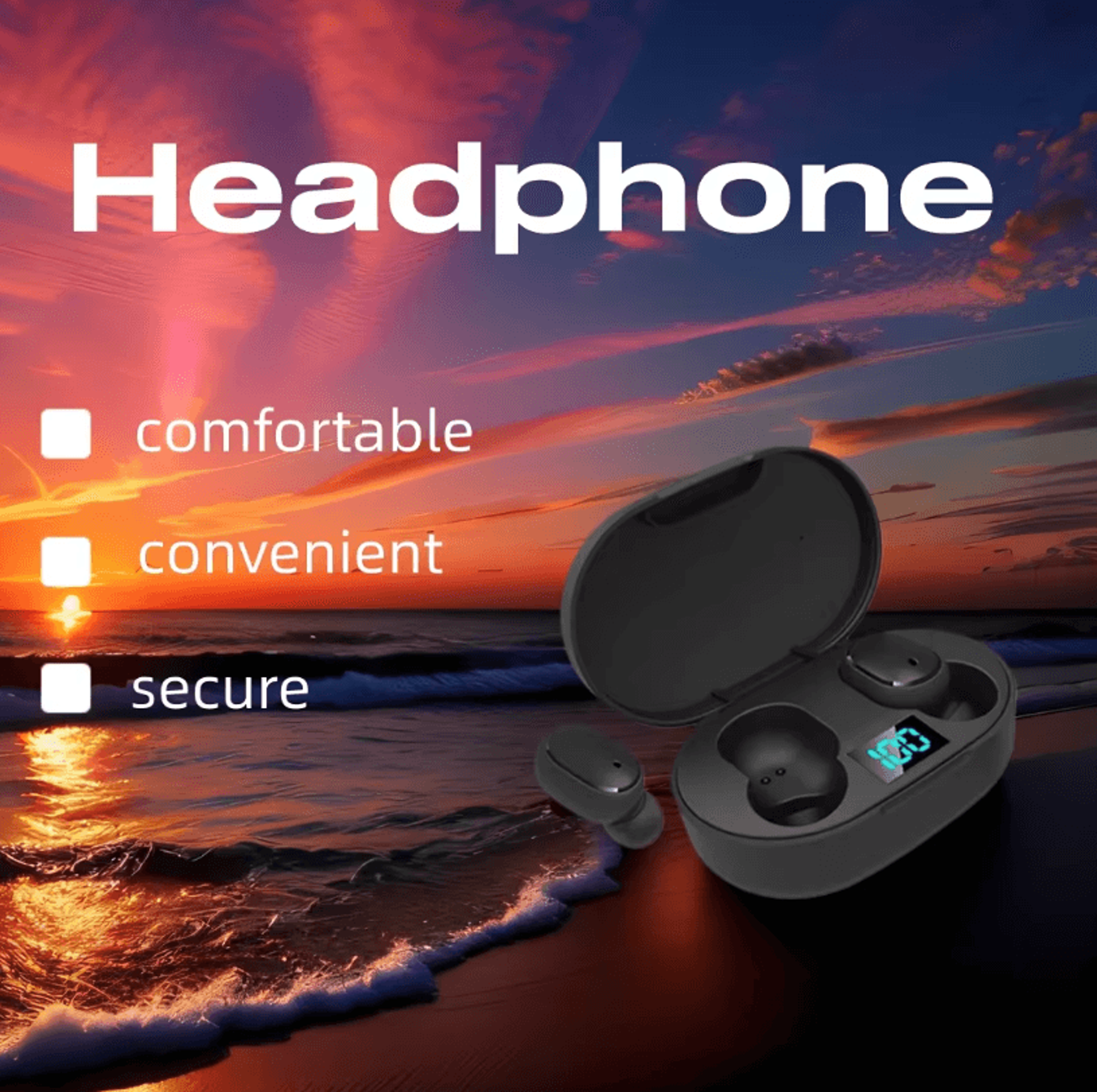 e6s wireless bluetooth earphones – tws noise cancelling sport earbuds with mic