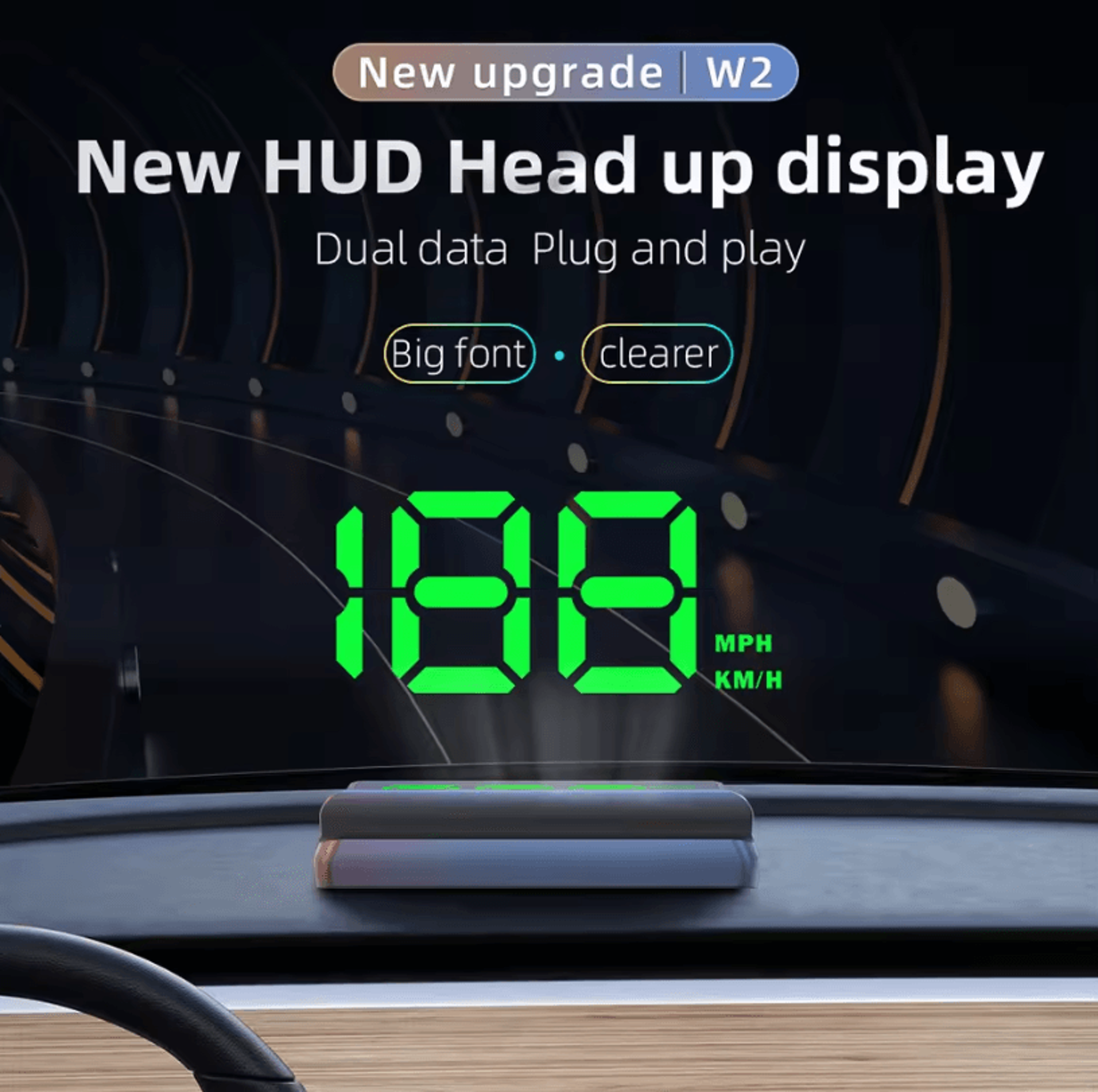 w2 universal car digital hud gps speedometer windshield projector portable auto electronics accessory