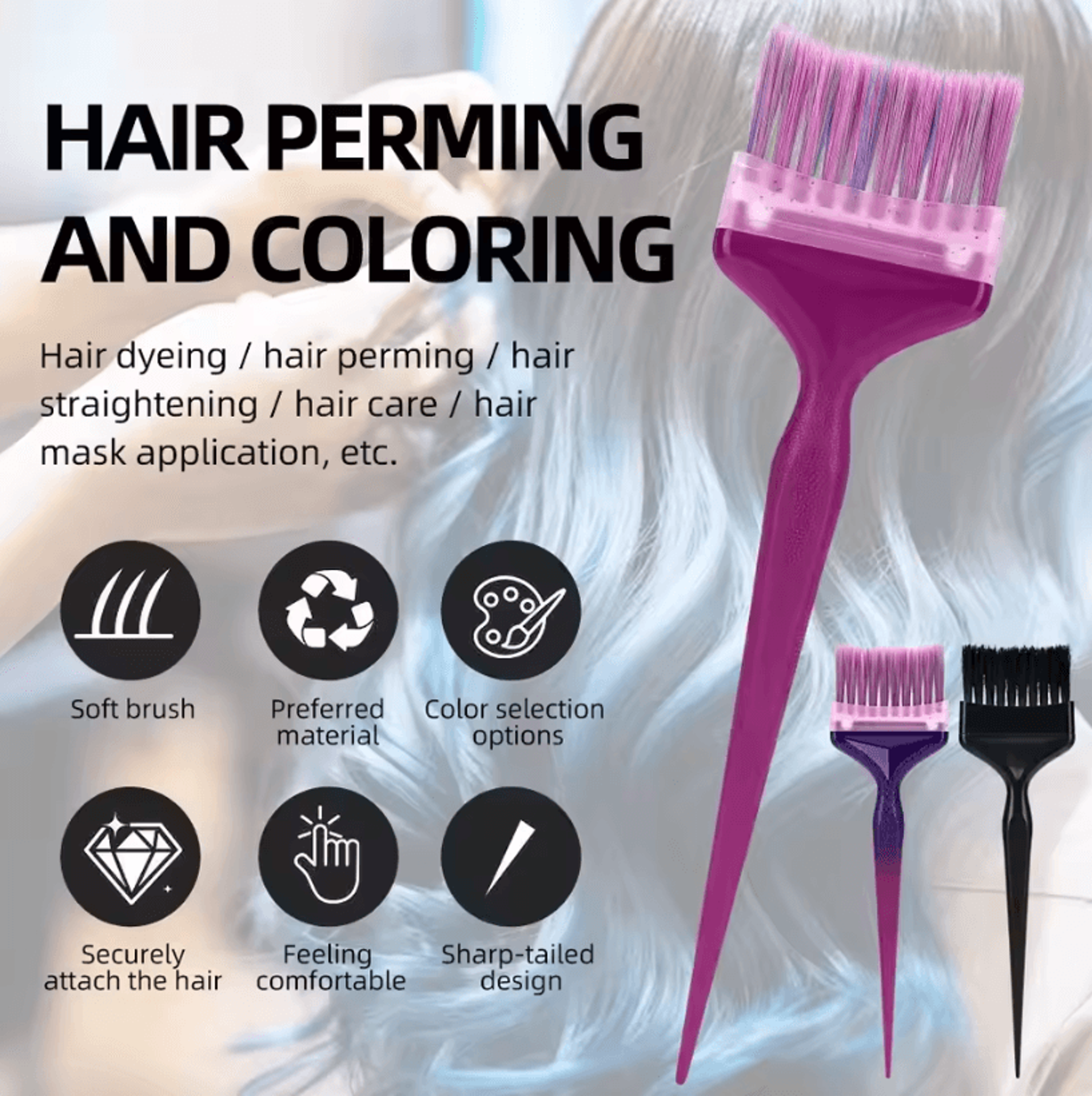 professional hair dye brush with 8 replaceable heads for salon and barber color application
