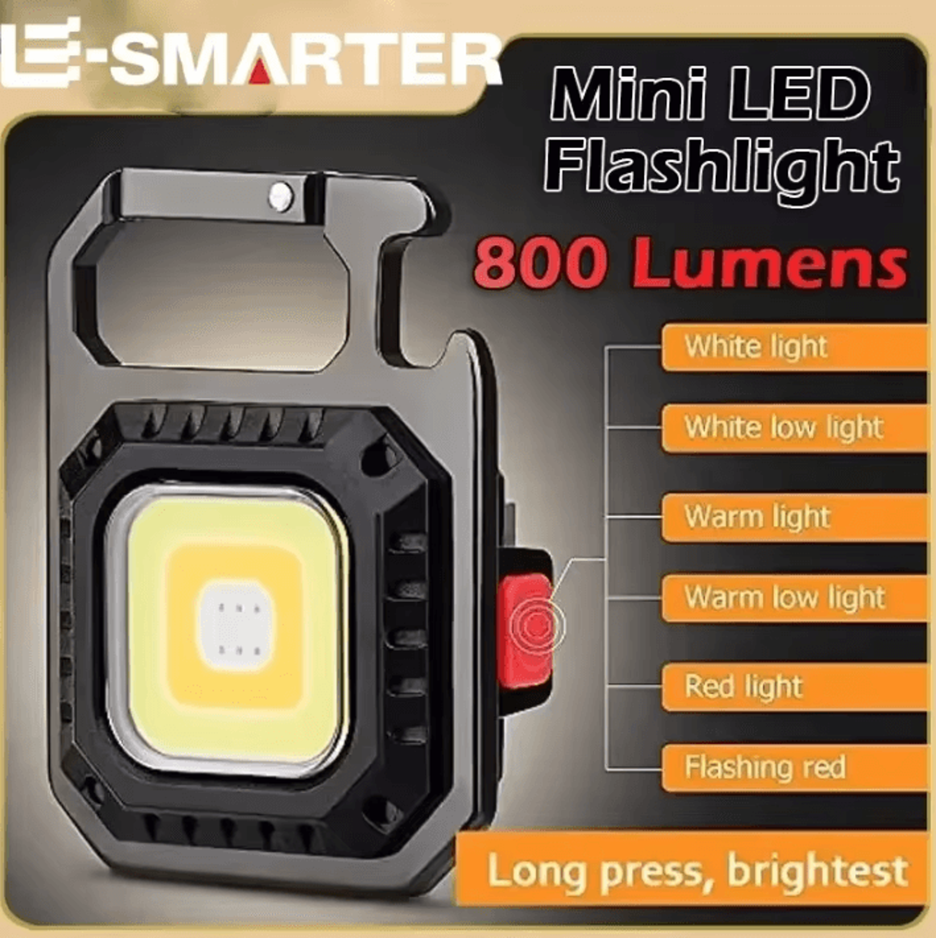 mini led flashlight with magnetic cob outdoor work light usb rechargeable, 7 modes