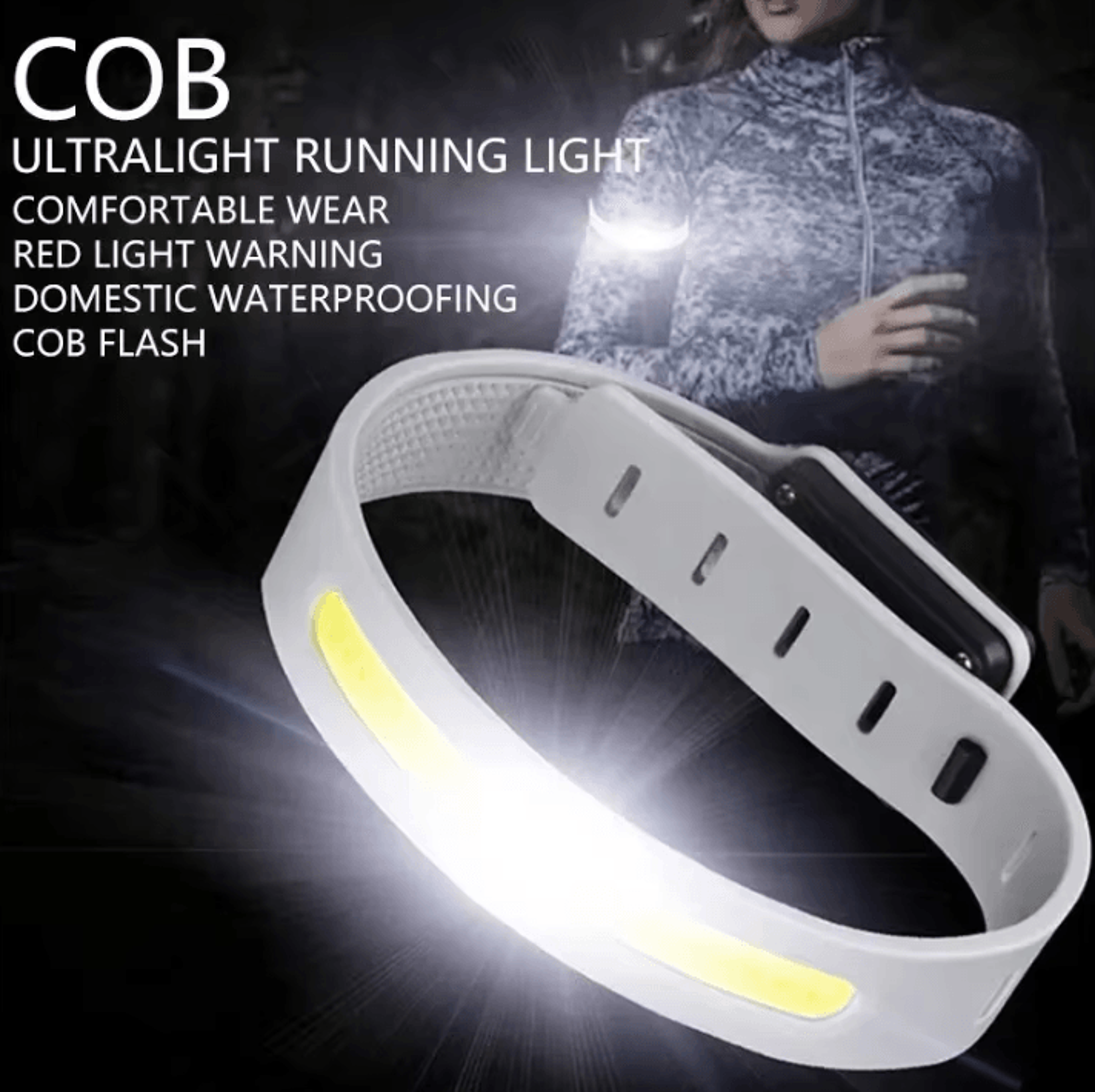 cob led armband light 500lm usb type-c rechargeable safety light for running and cycling