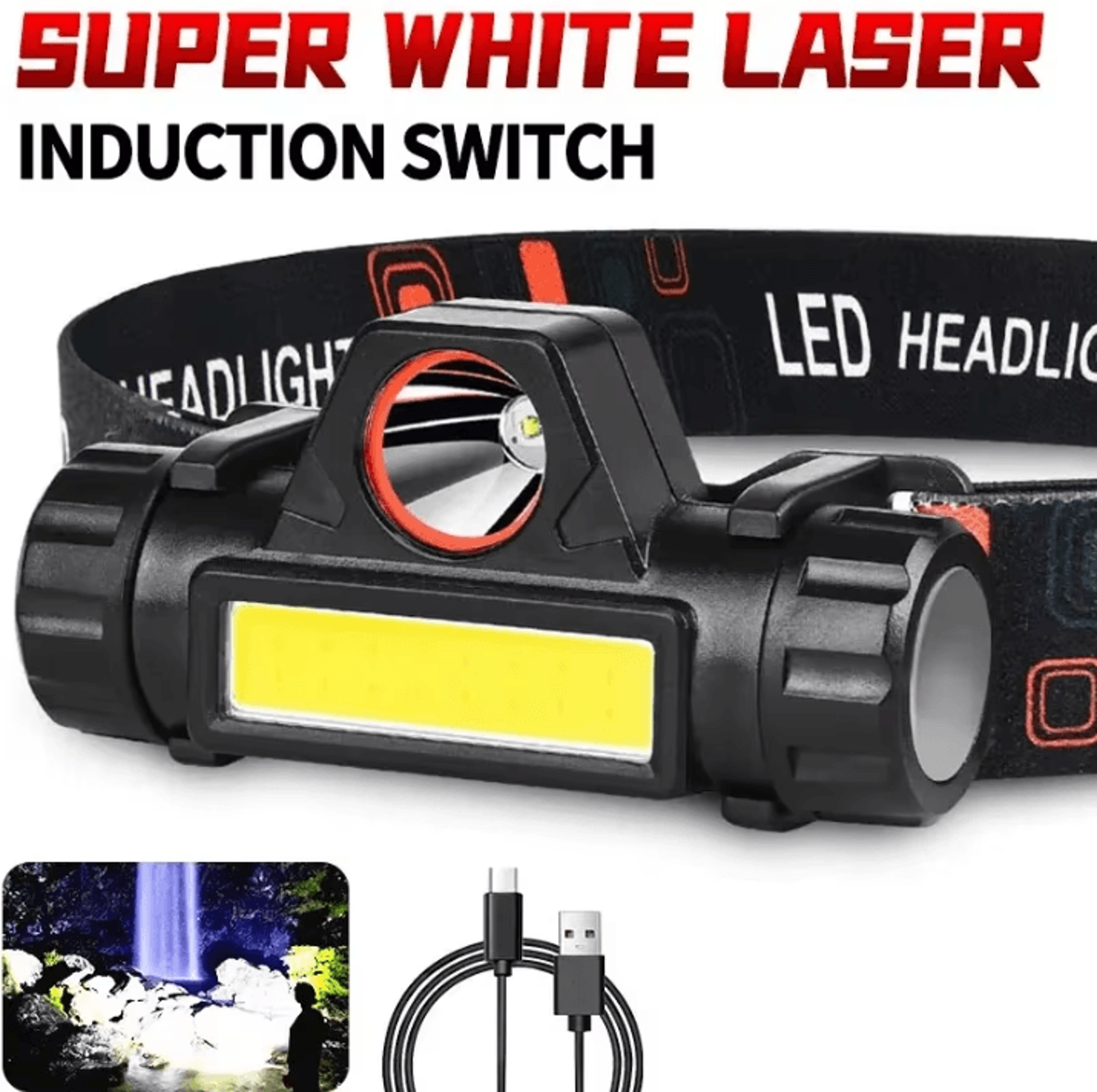 outdoor rechargeable led headlamp with magnetic mount and long battery life