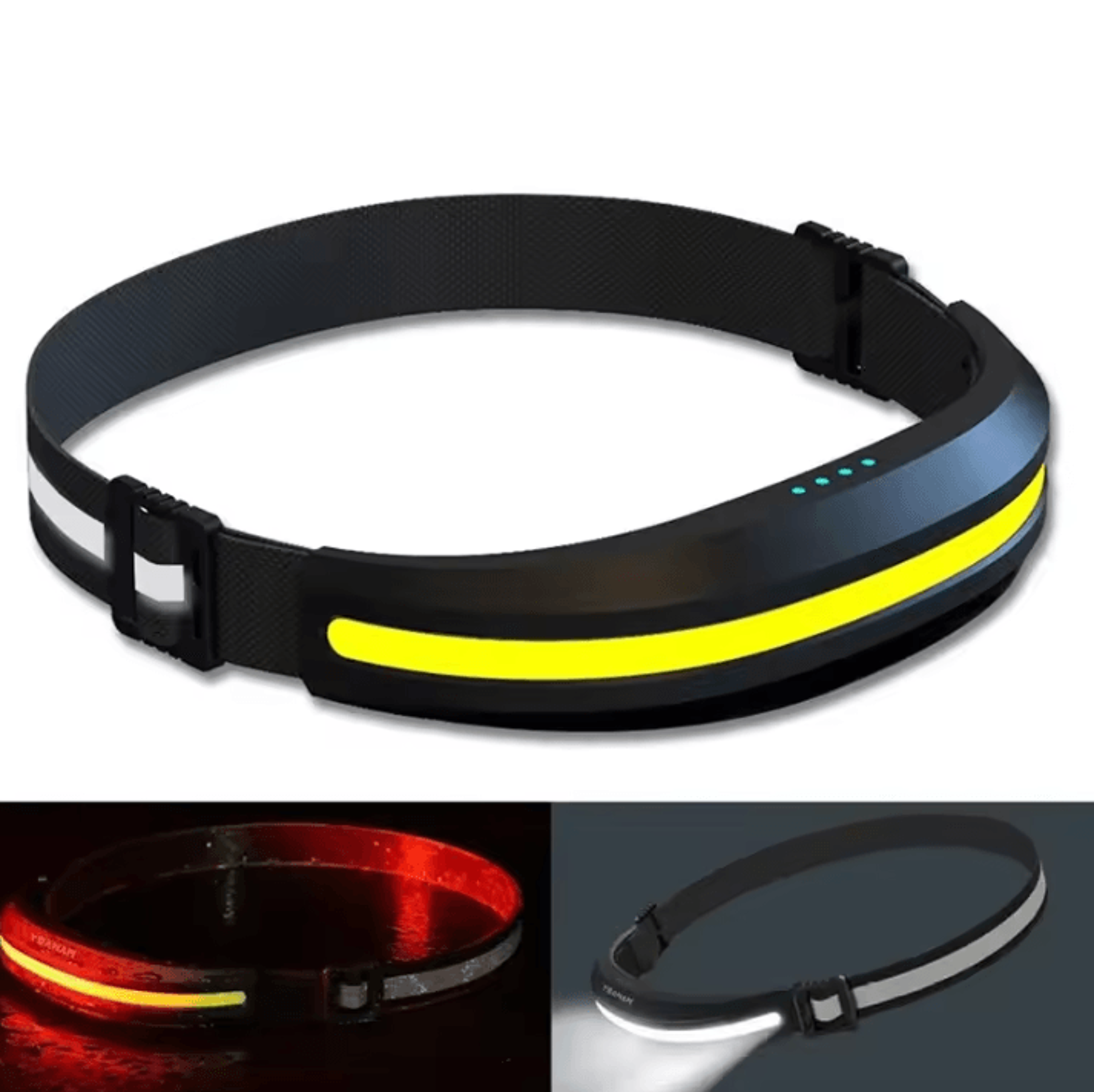 portable rechargeable cob headlamp with red and white light for outdoor camping and night running