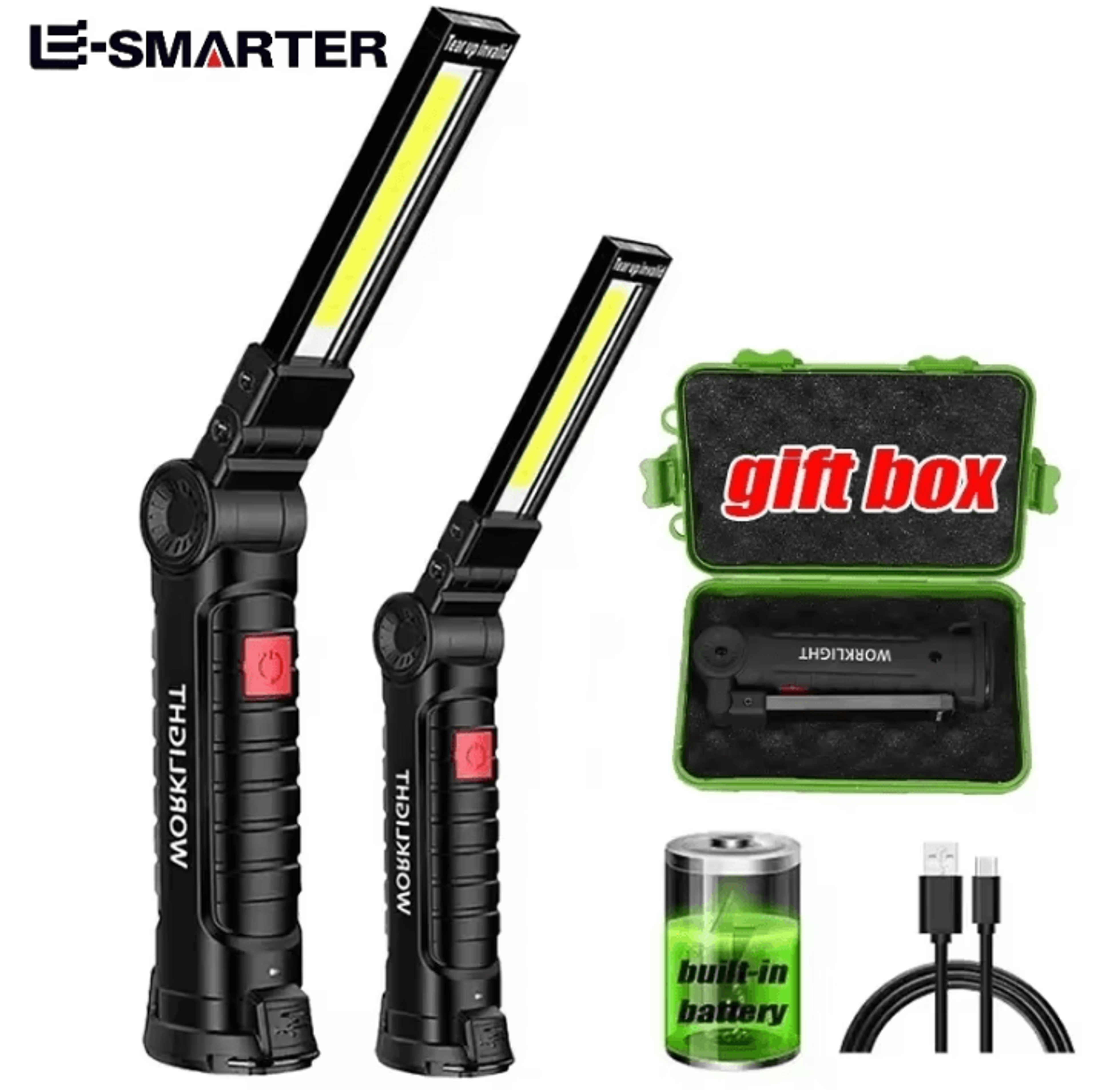 rechargeable cob led work light with magnetic hook, usb inspection lamp, and power bank torch