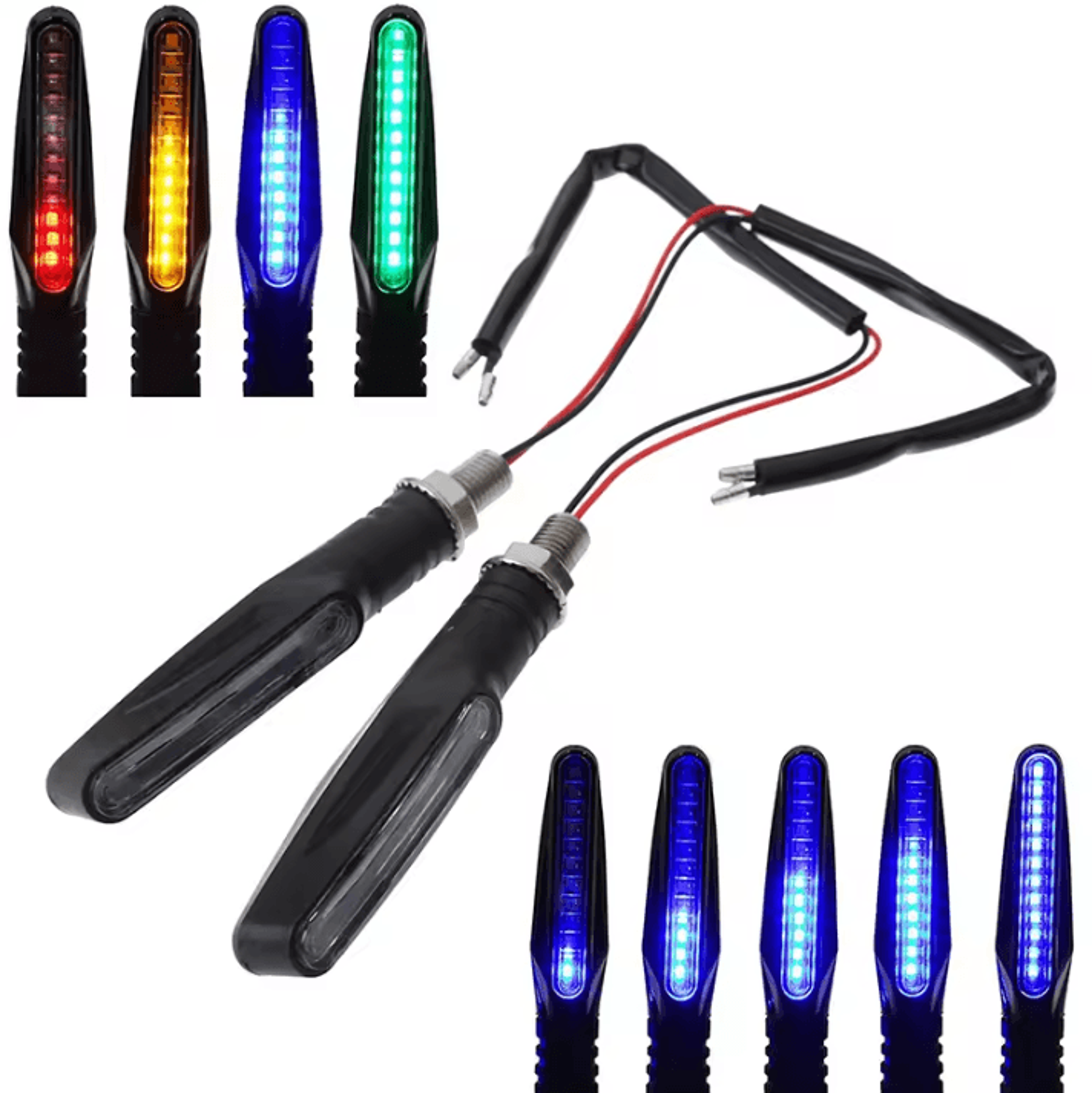 universal led motorcycle turn signal lights 12v waterproof amber blinker set