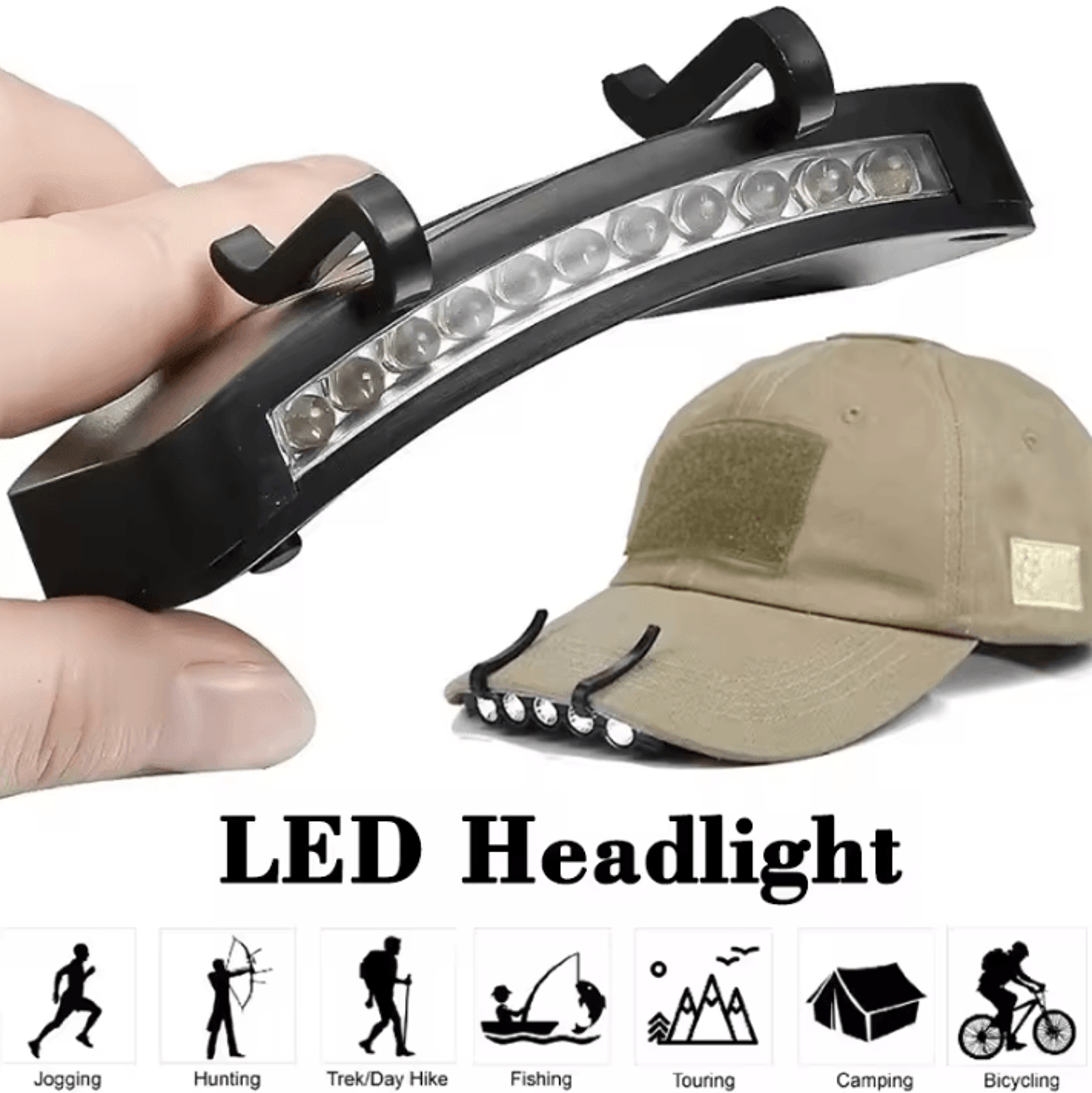 super bright led headlamp clip-on cap torch for outdoor fishing, camping, and hunting