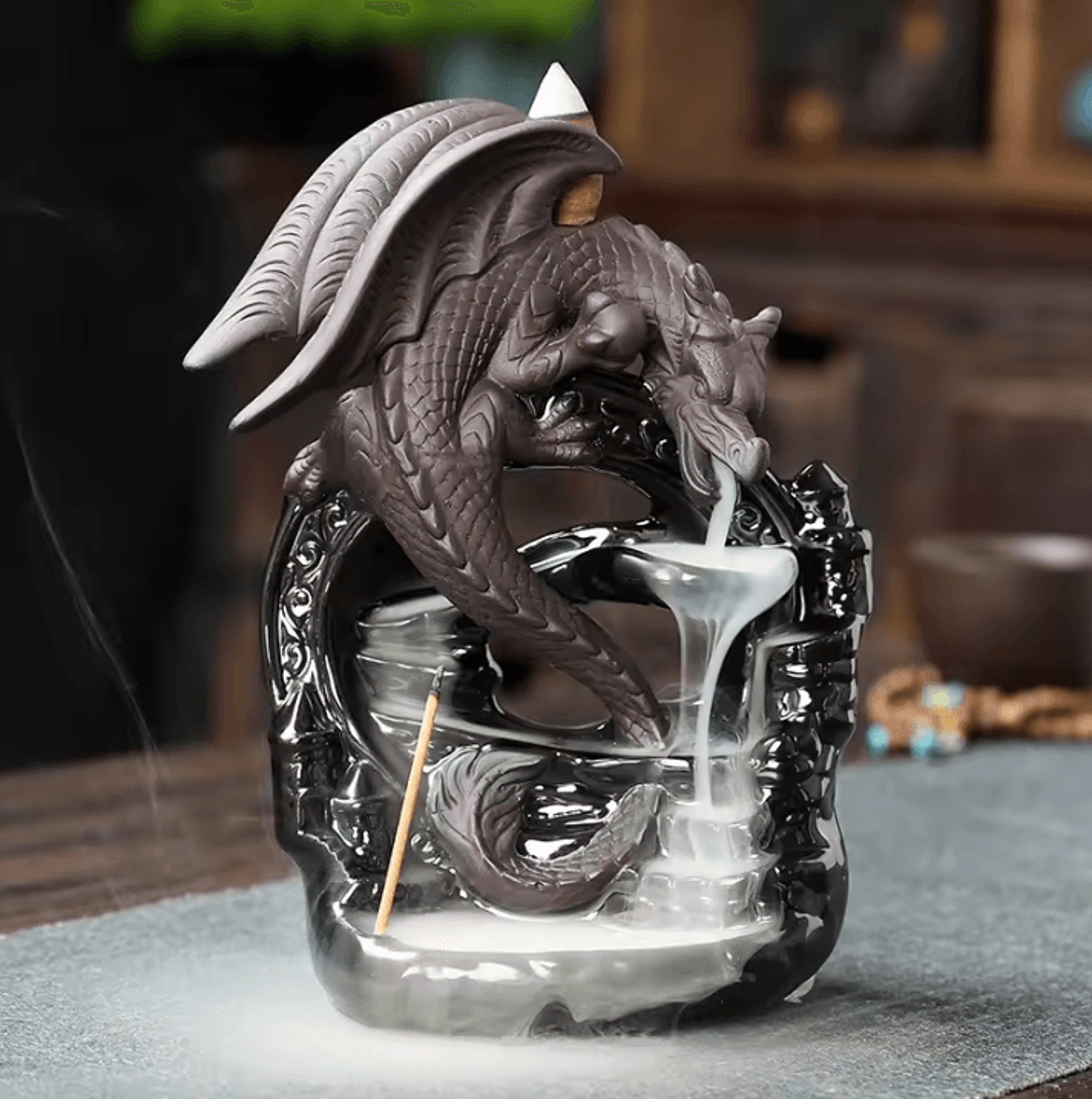 ceramic vintage dragon backflow incense burner for home aromatherapy and decor