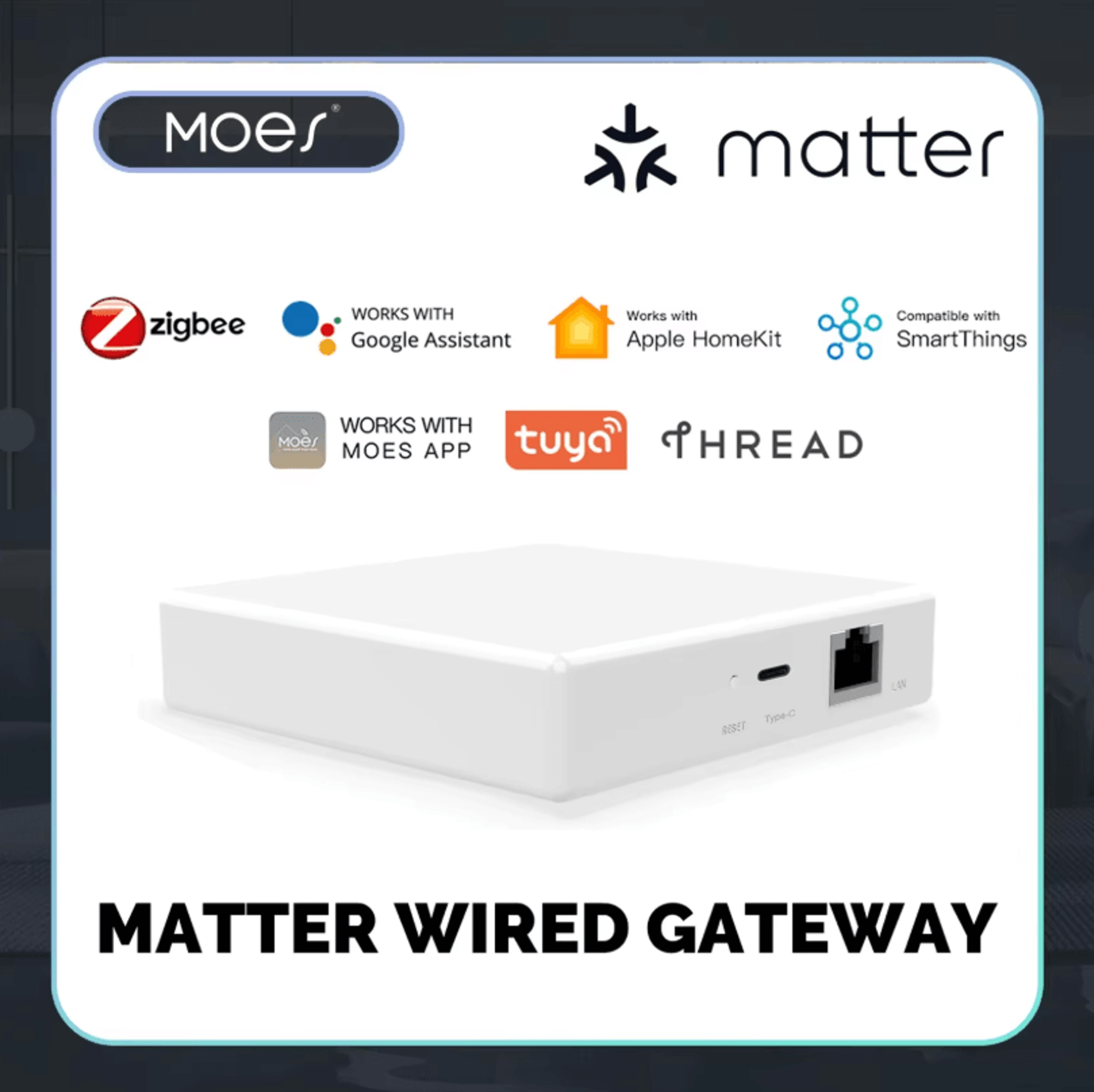 moes matter gateway hub – tuya wi-fi and zigbee smart home hub for alexa, homekit and smartthings