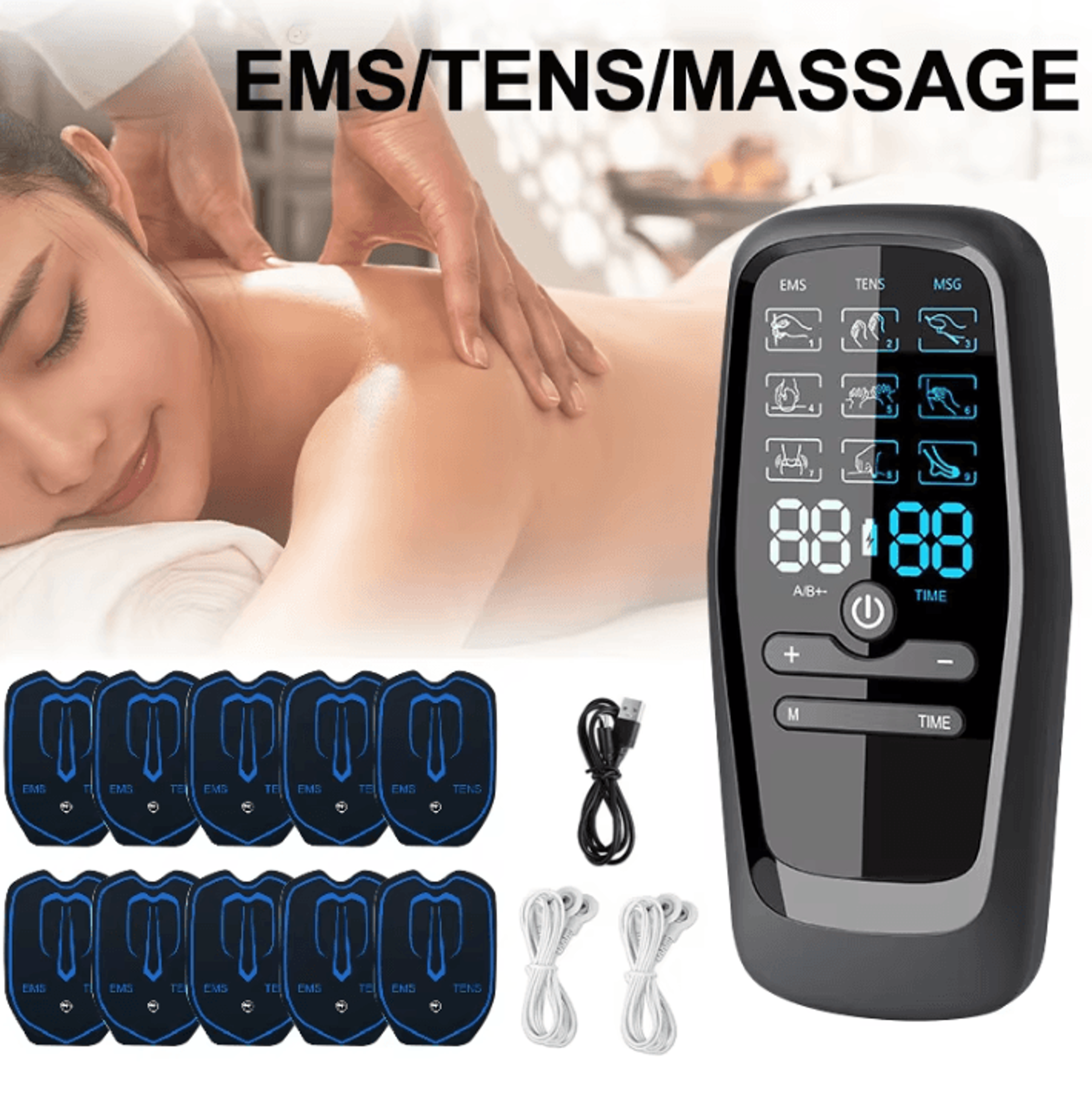 tens ems muscle stimulator – digital electric acupuncture massage and slimming therapy device