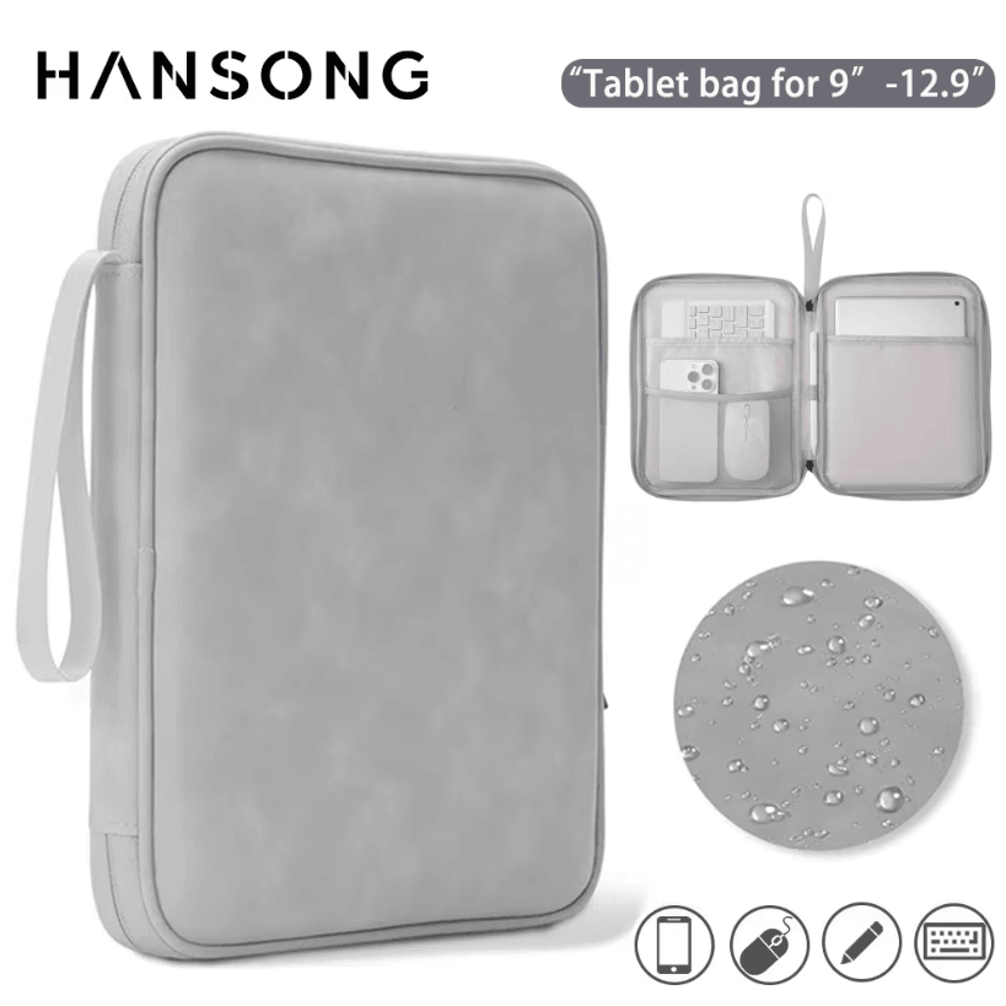 waterproof tablet sleeve bag with zipper for ipad and 7–12.9-inch devices