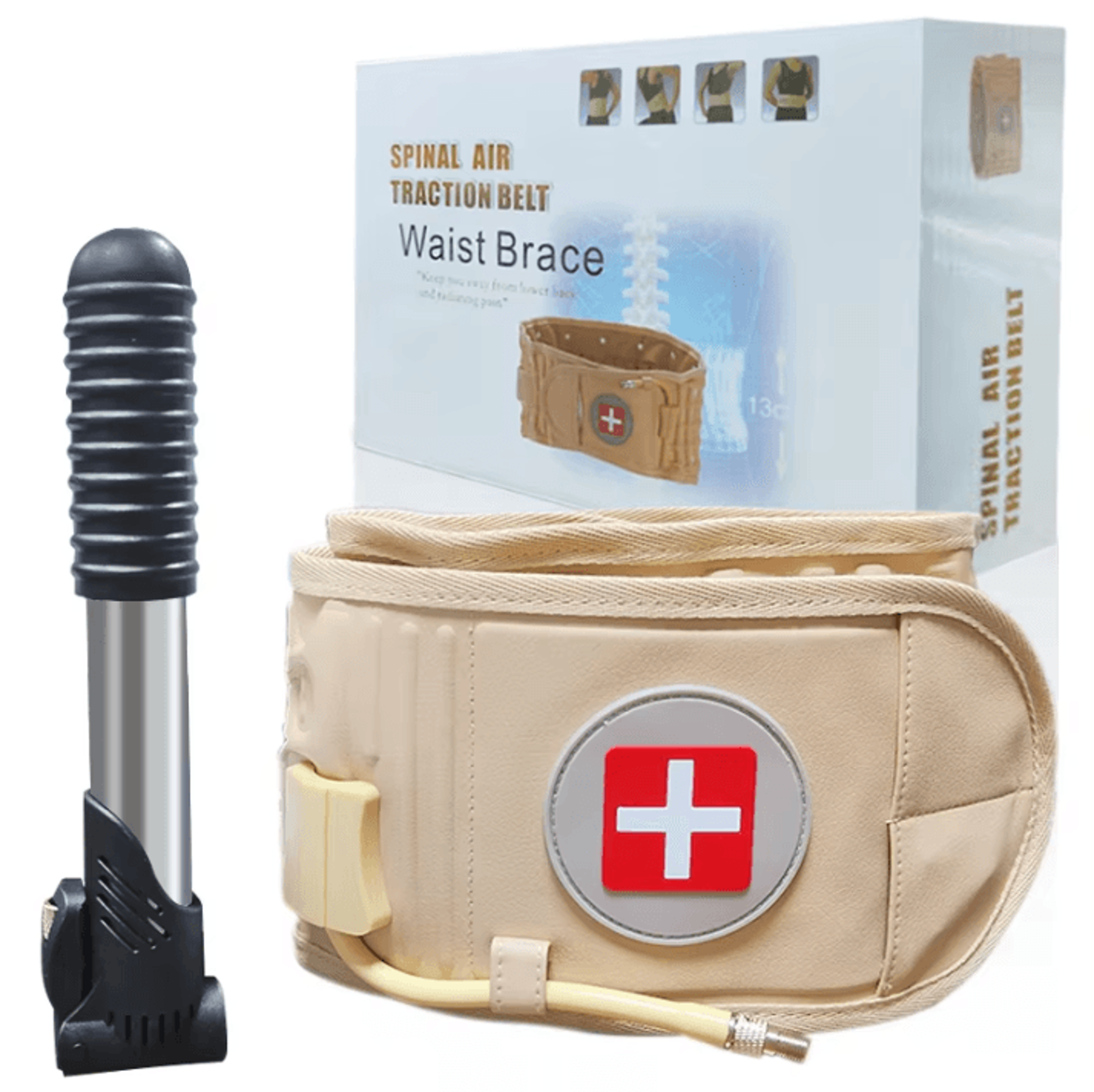 adjustable inflatable lumbar traction belt for back support and pain relief
