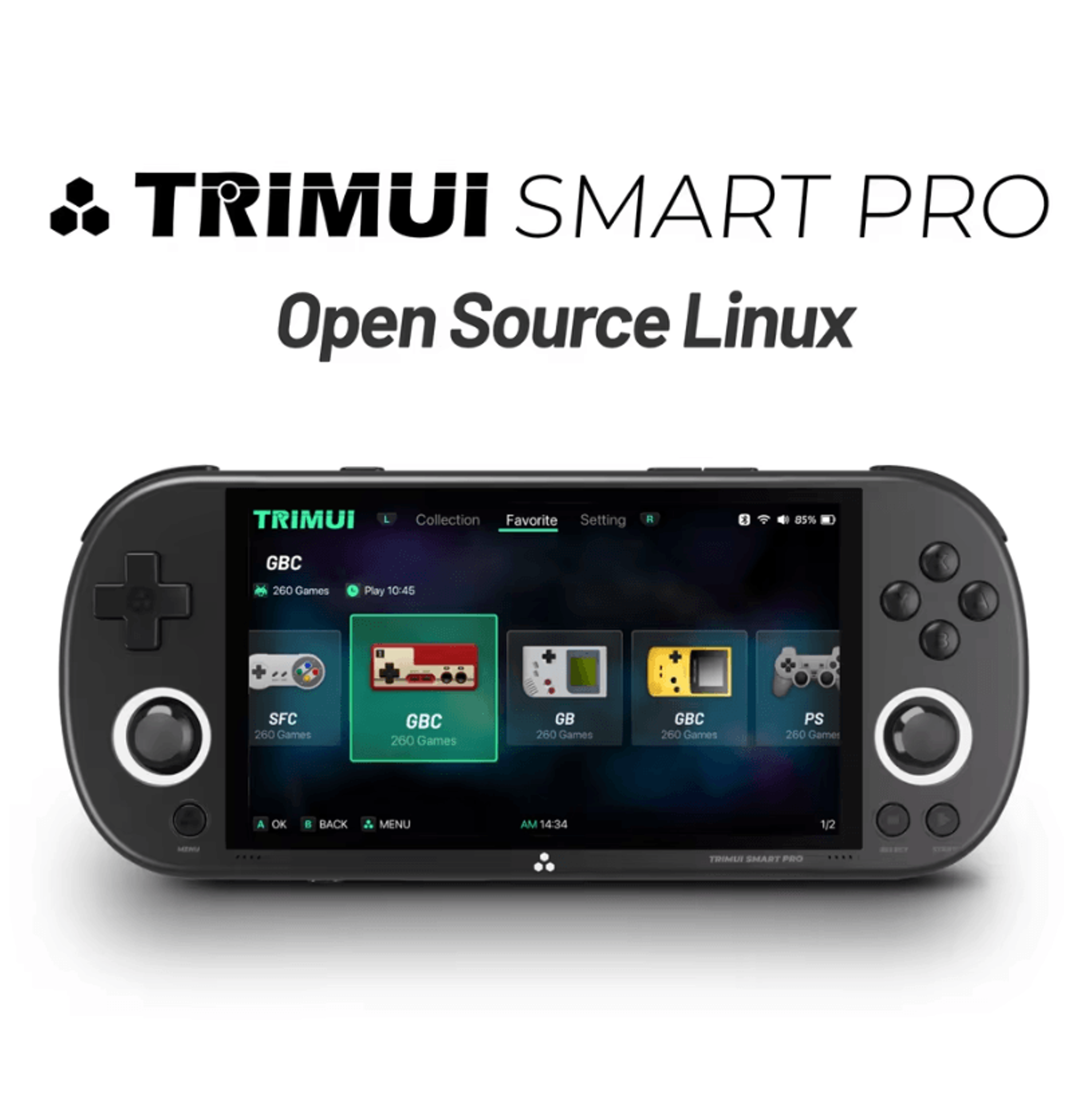 trimui smart pro handheld game console – portable retro gaming player with 4.96 inches ips screen