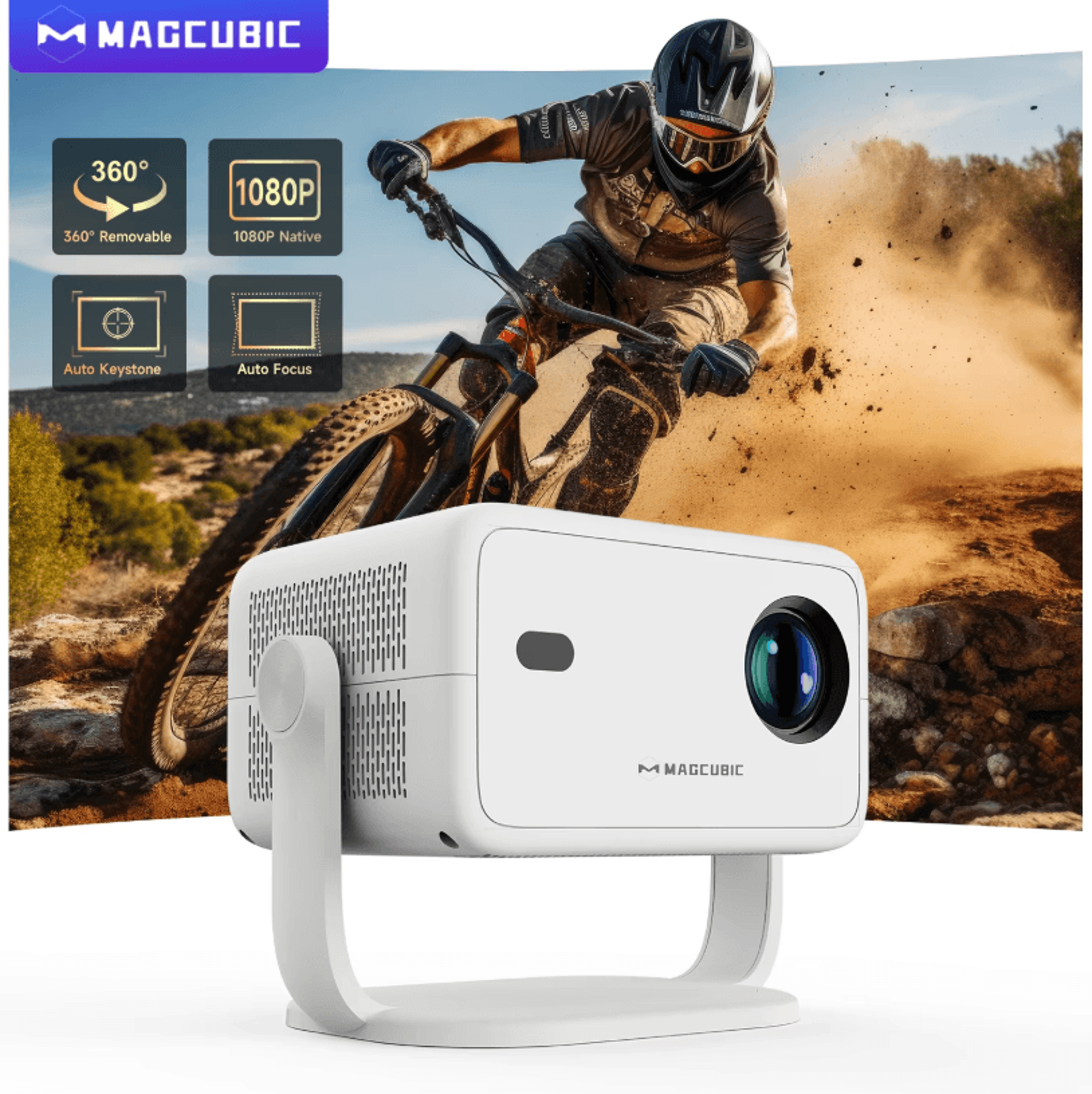 magcubic 8k l018 portable android 14 projector – 650ansi 1080p with auto focus, keystone and 360 degree rotation