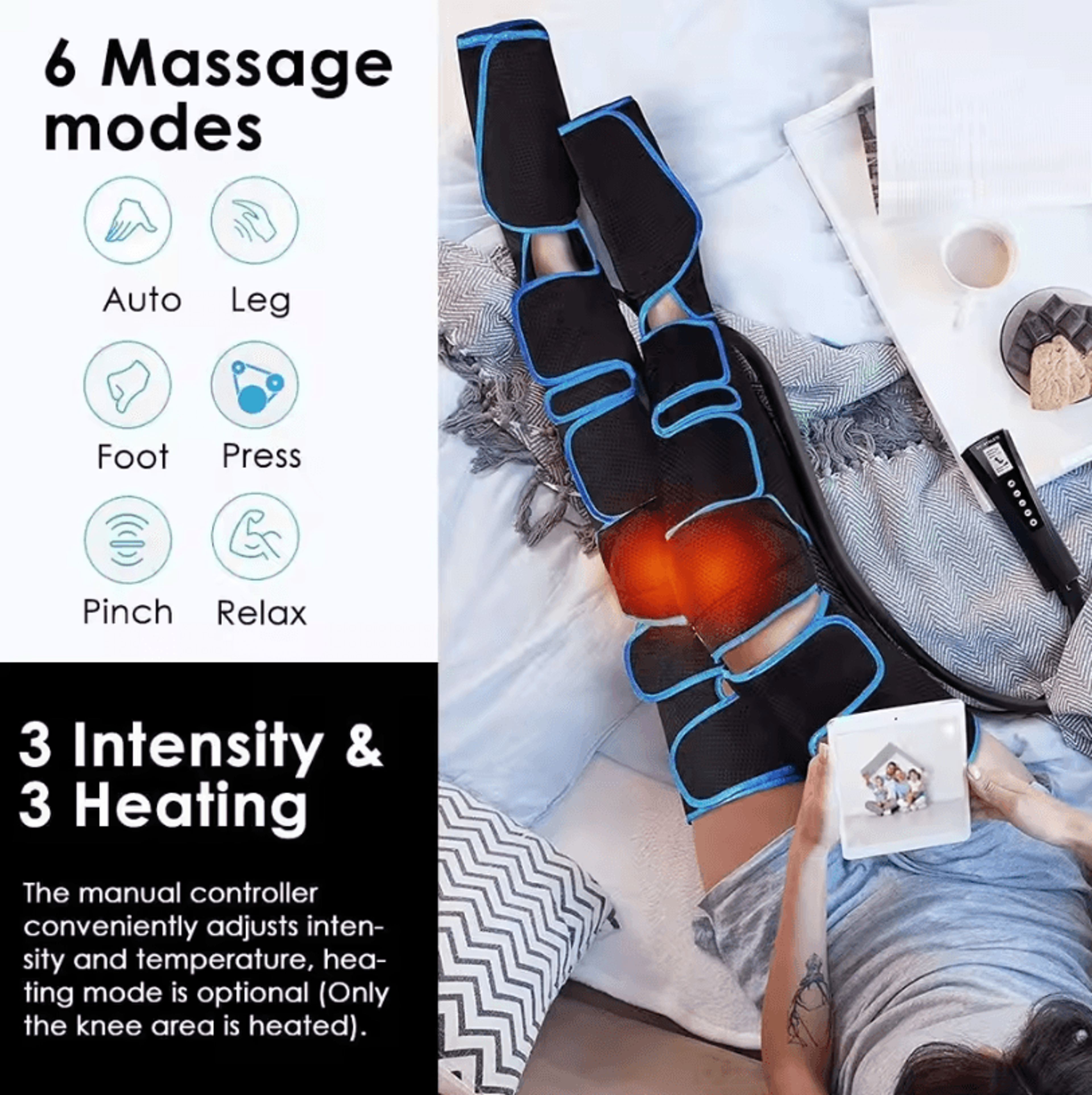 foot air pressure leg massager – 360 degree circulation and muscle relaxation device for feet and legs