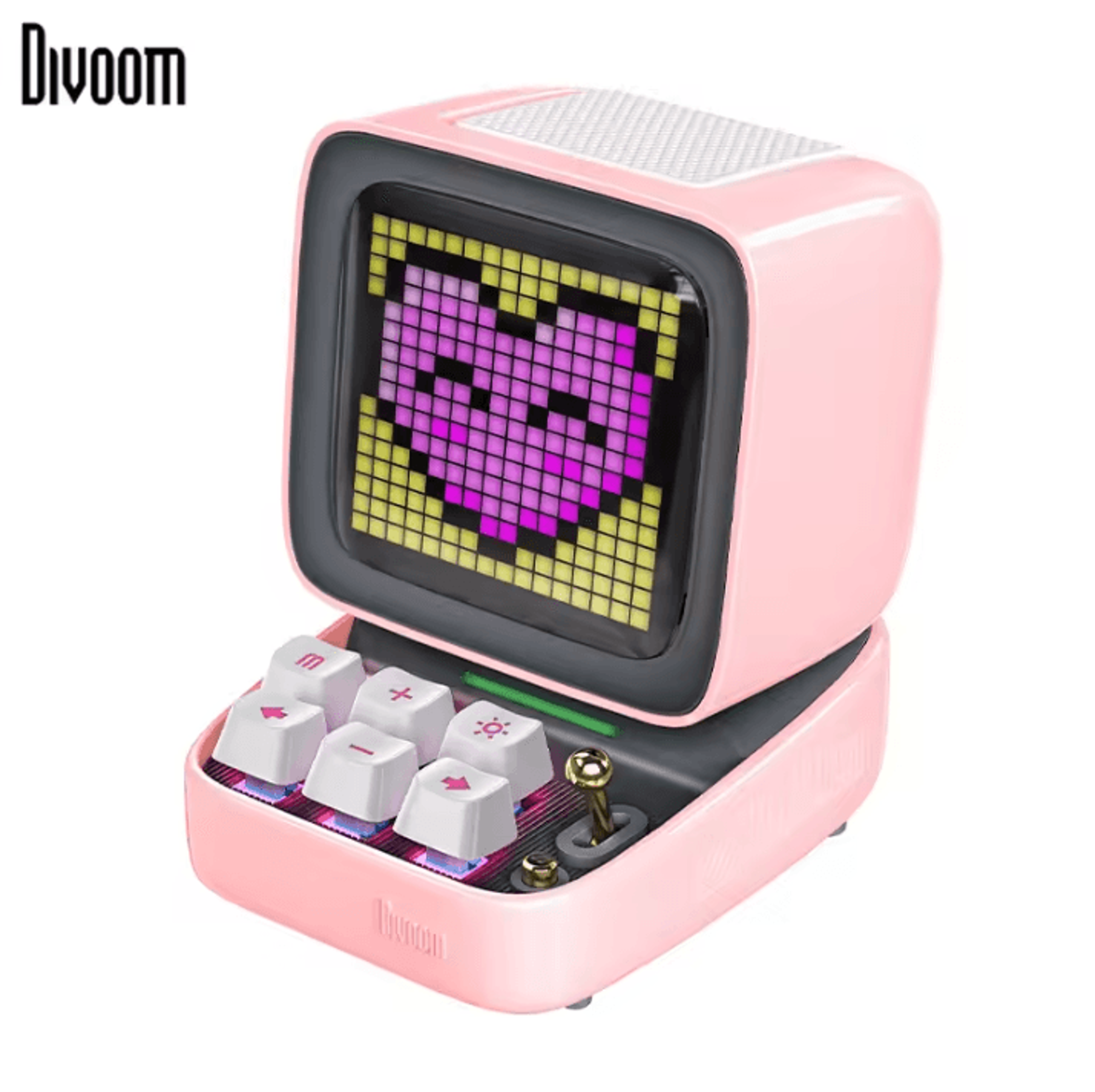 retro pixel art bluetooth speaker – portable led display alarm clock & creative sound device